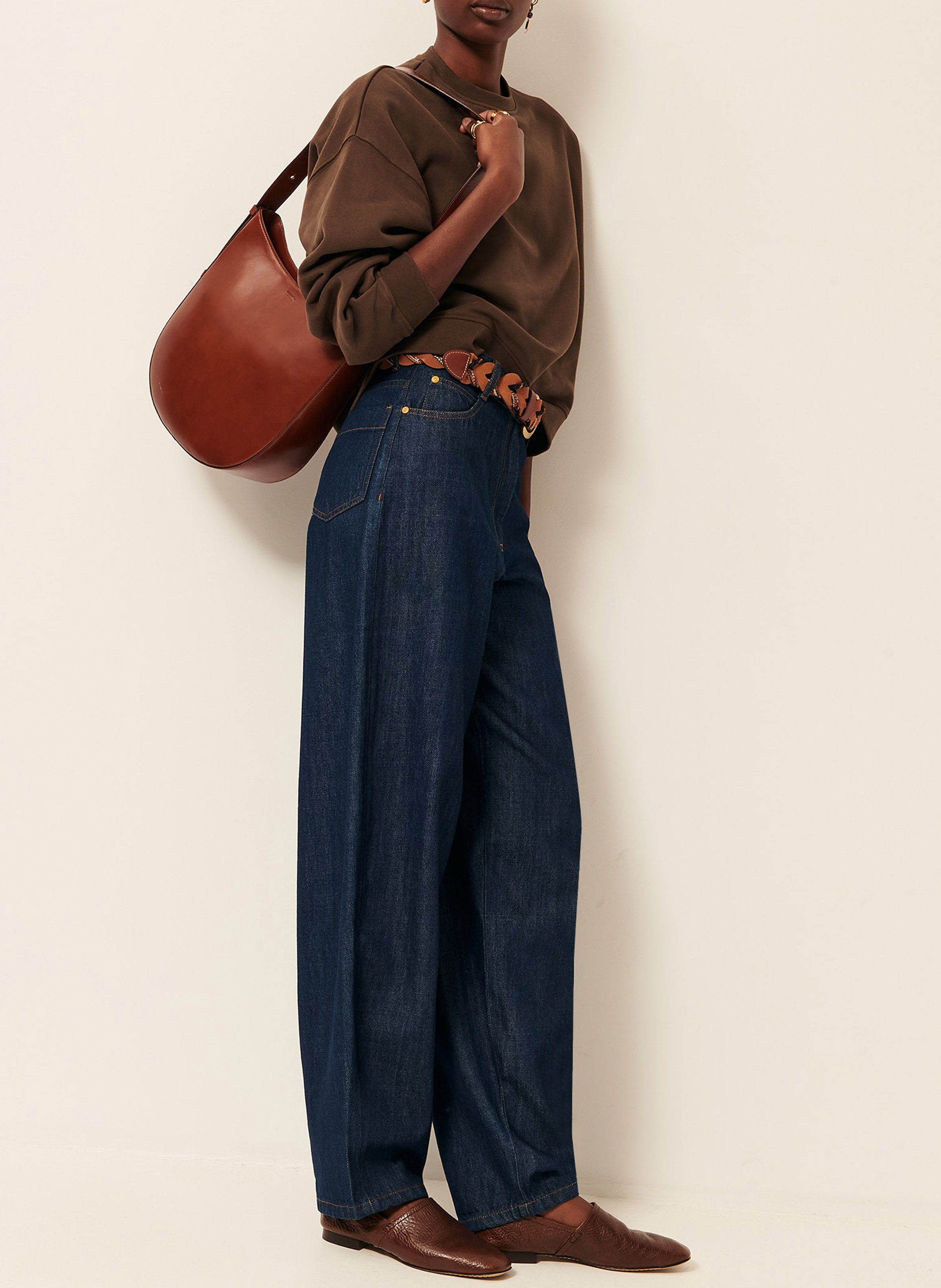 Sweat col rond en coton inea SESSUN Marron