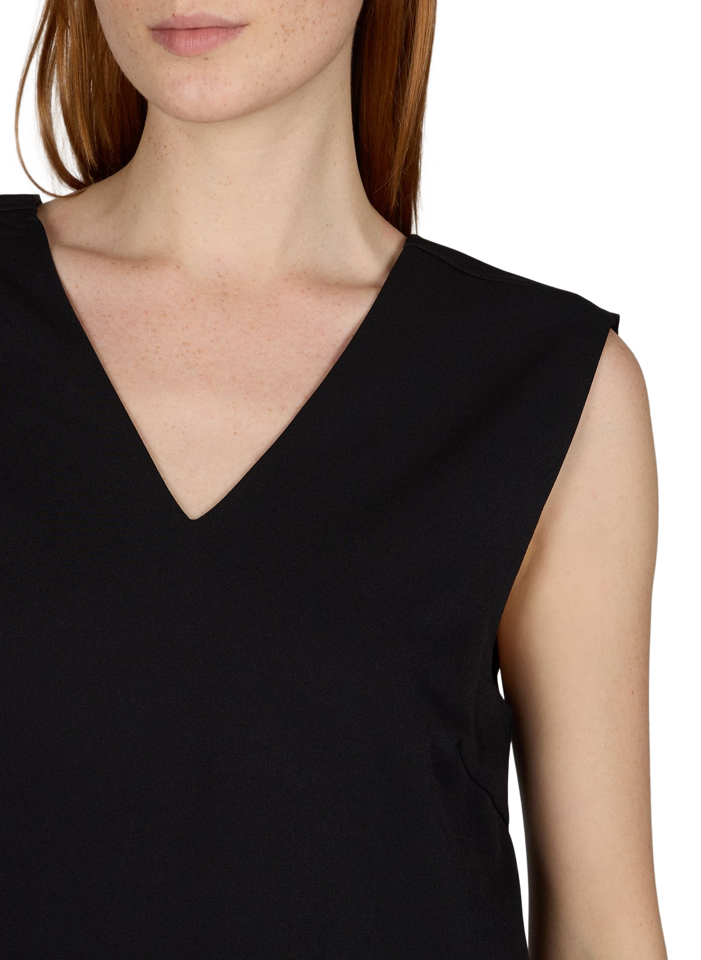 Robe sans manches à col V VILA Noir