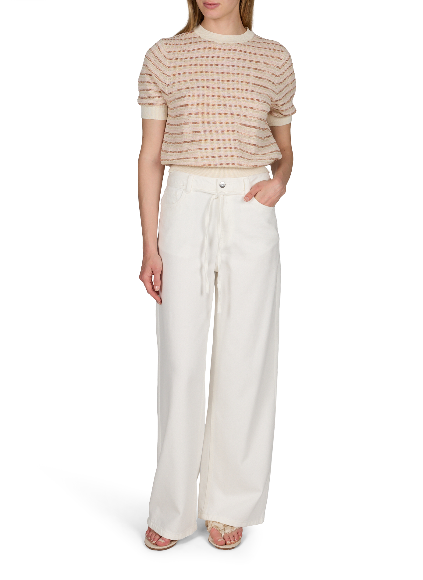 Bay Flat soft frayed canvas flat sandals JIMMY CHOO Beige