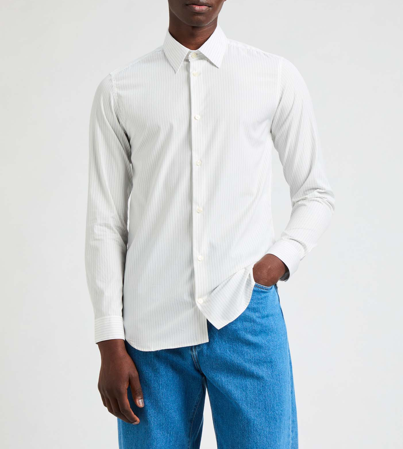 Striped slim fit shirt in poplin Fayure AU PRINTEMPS PARIS White