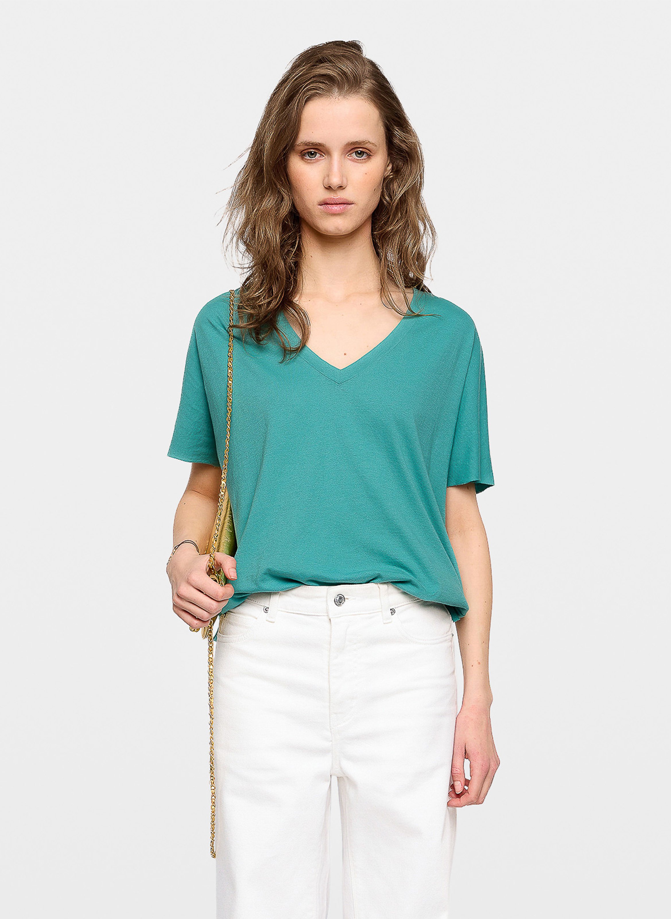 Tee-shirt col v en coton bio tommer ZADIG&VOLTAIRE Vert