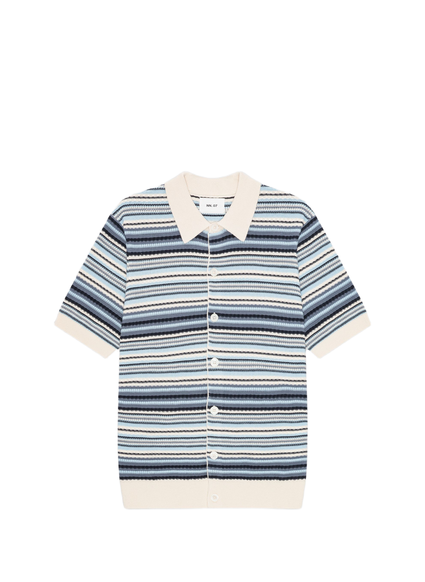 Striped cotton knit polo NN.07 Blue