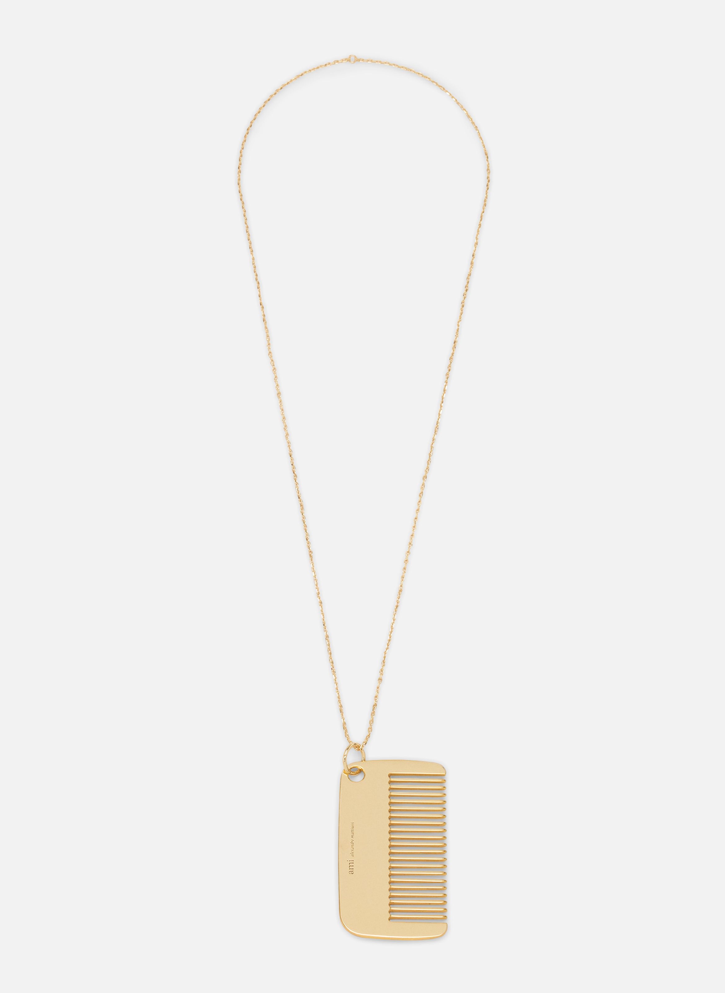 Collier à pendentif peigne unisexe en laiton JauneAMI PARIS