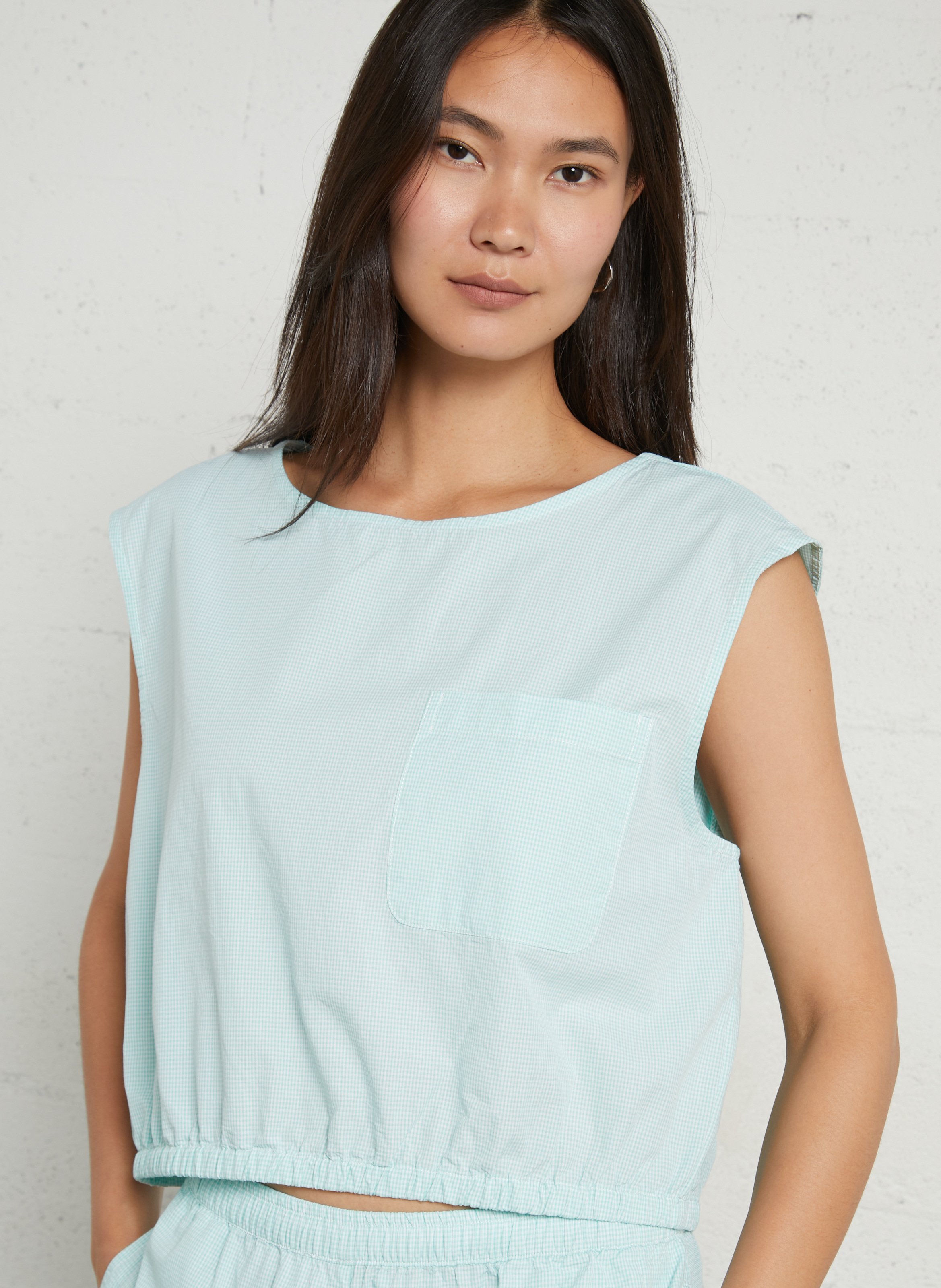 Top sans manches uni en coton vigy AMERICAN VINTAGE Bleu