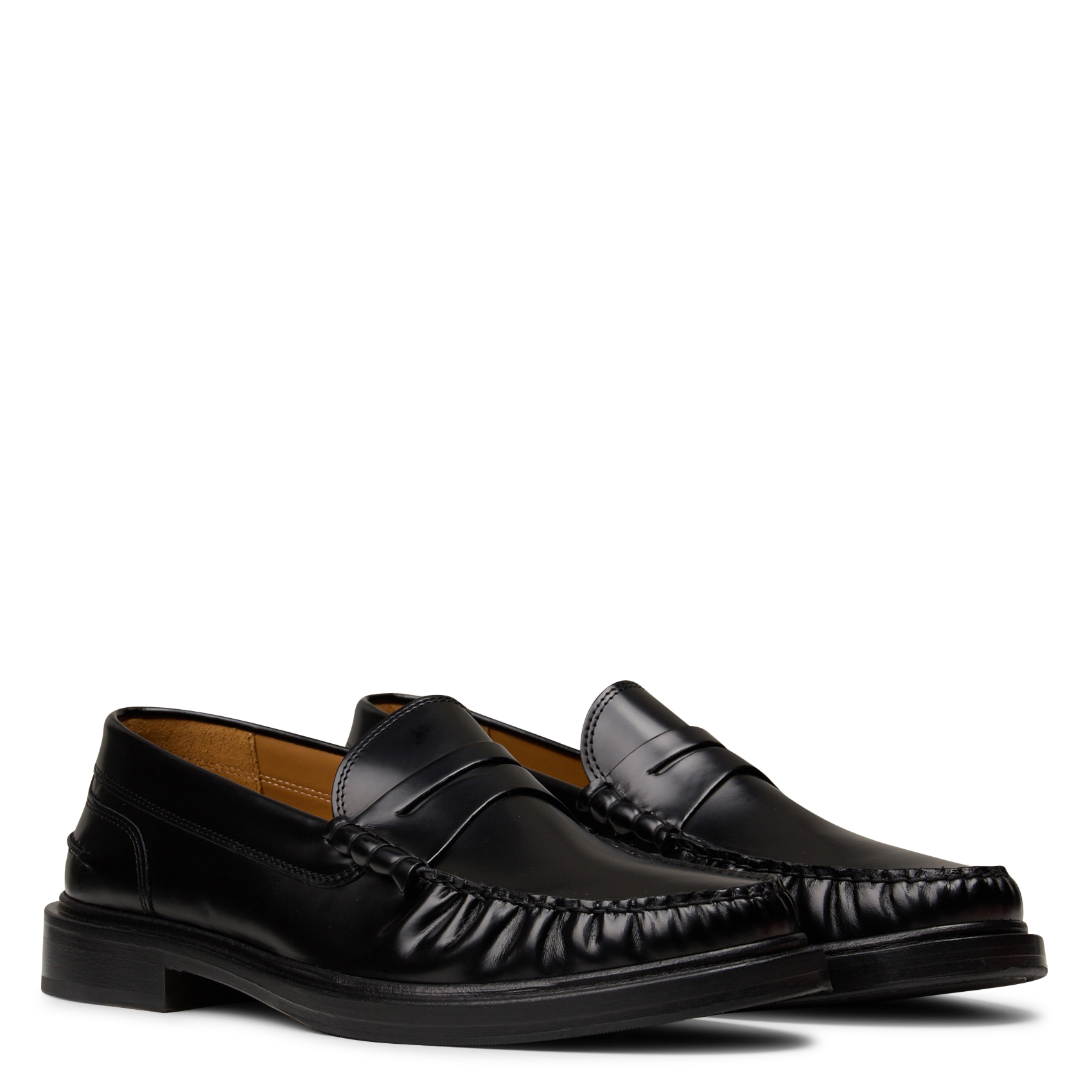 Geplooide leren mocassins van Allen. BOBBIES Zwart