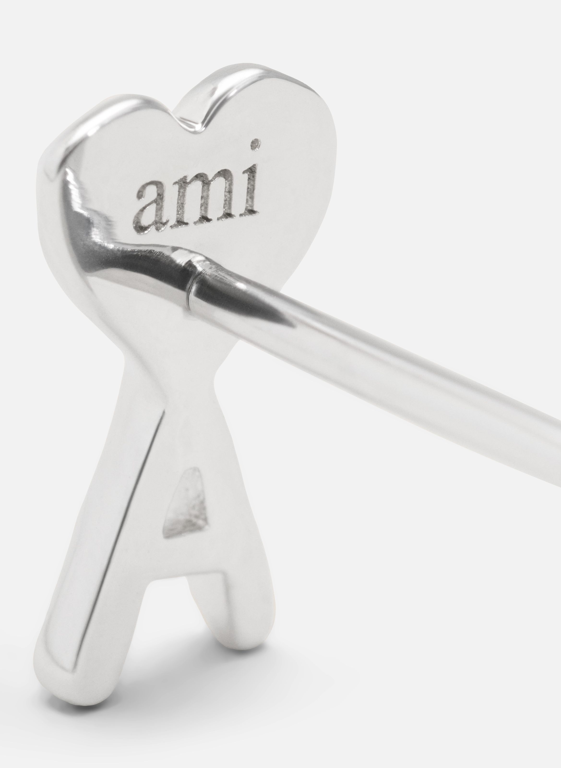 Boucles d'oreilles dorées argentées ami de coeur unisexes en laiton AMI PARIS Gris