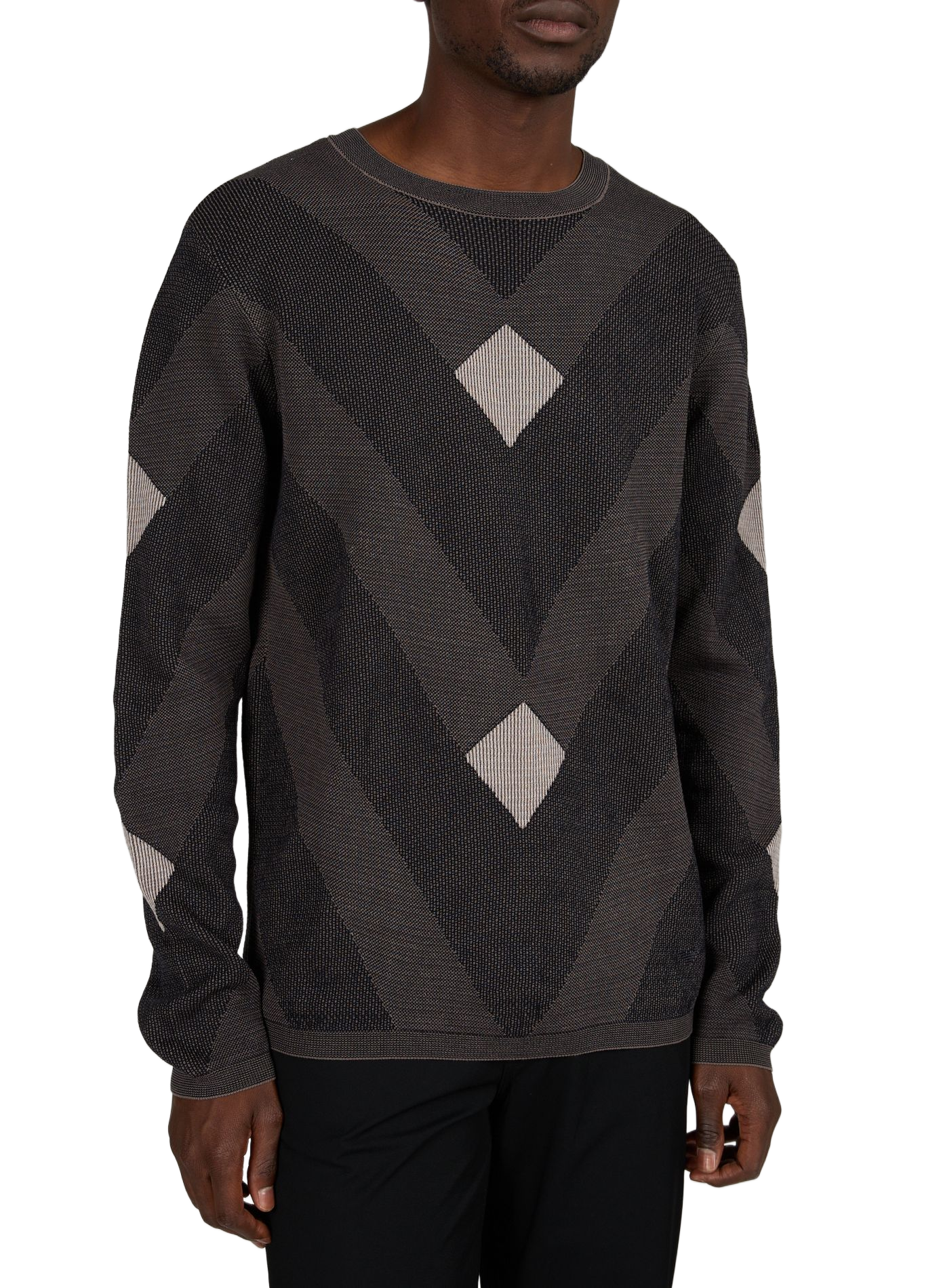 Cotton jacquard chevron pattern sweater EMPORIO ARMANI Multicolour