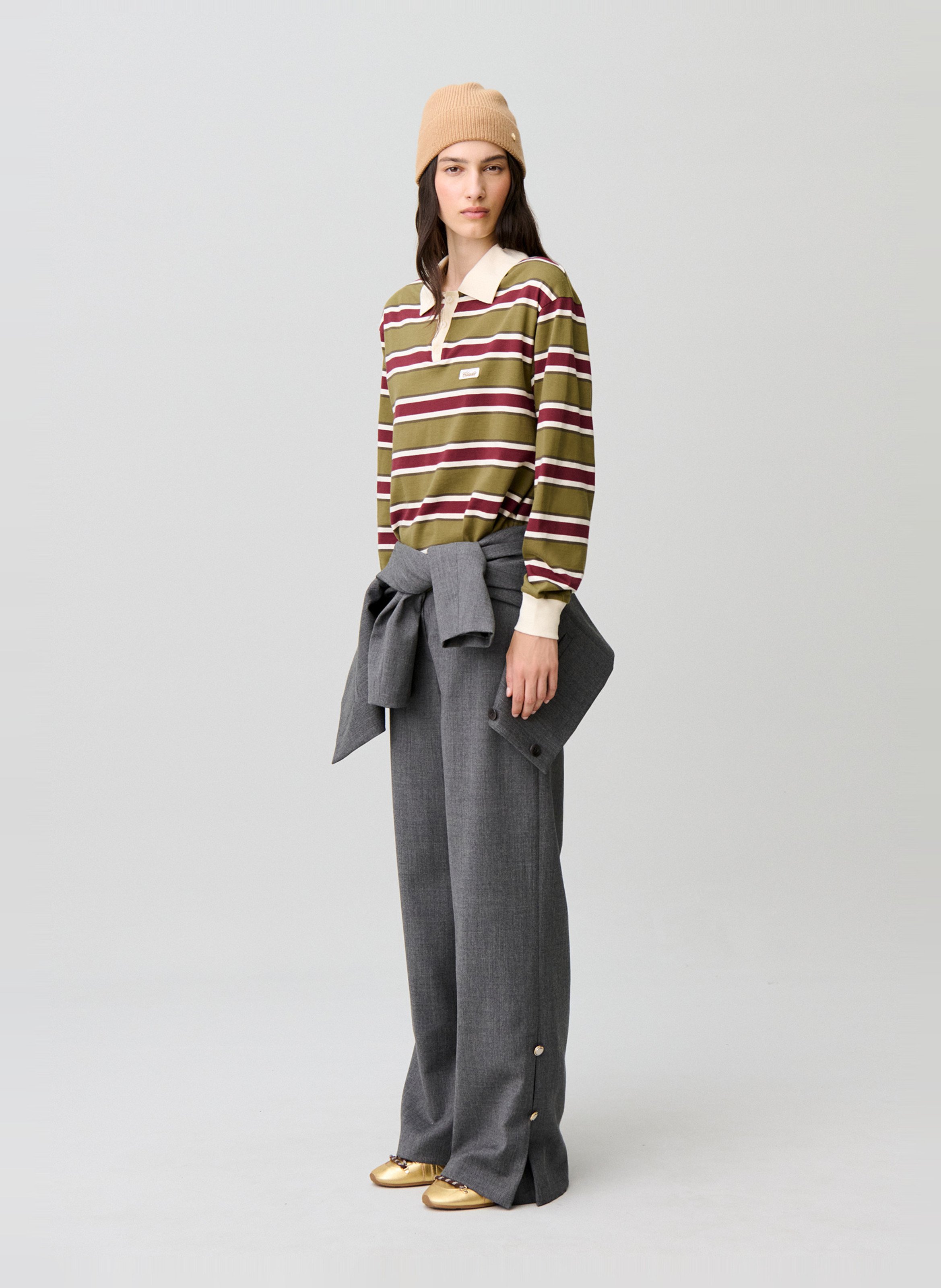 Polo droit manches longues rayé CLAUDIE PIERLOT Multicolore