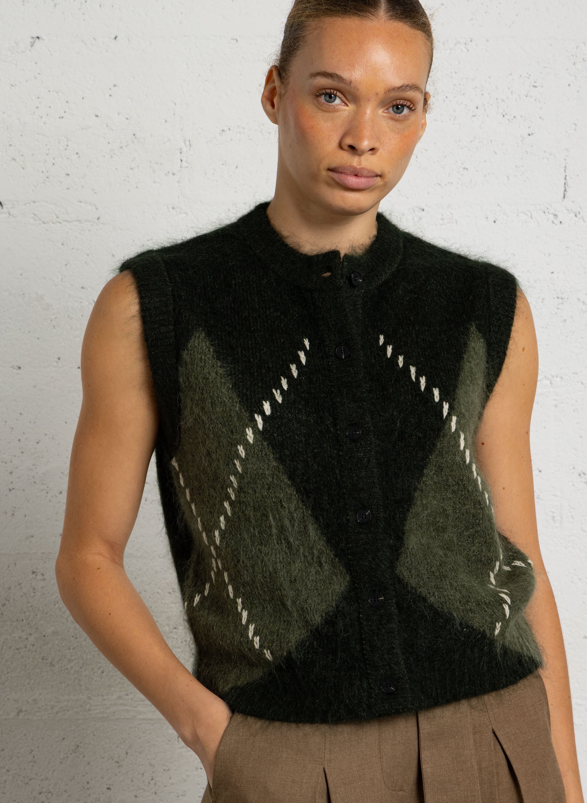Gilet droit imprimé alpha MAISON 123 Vert