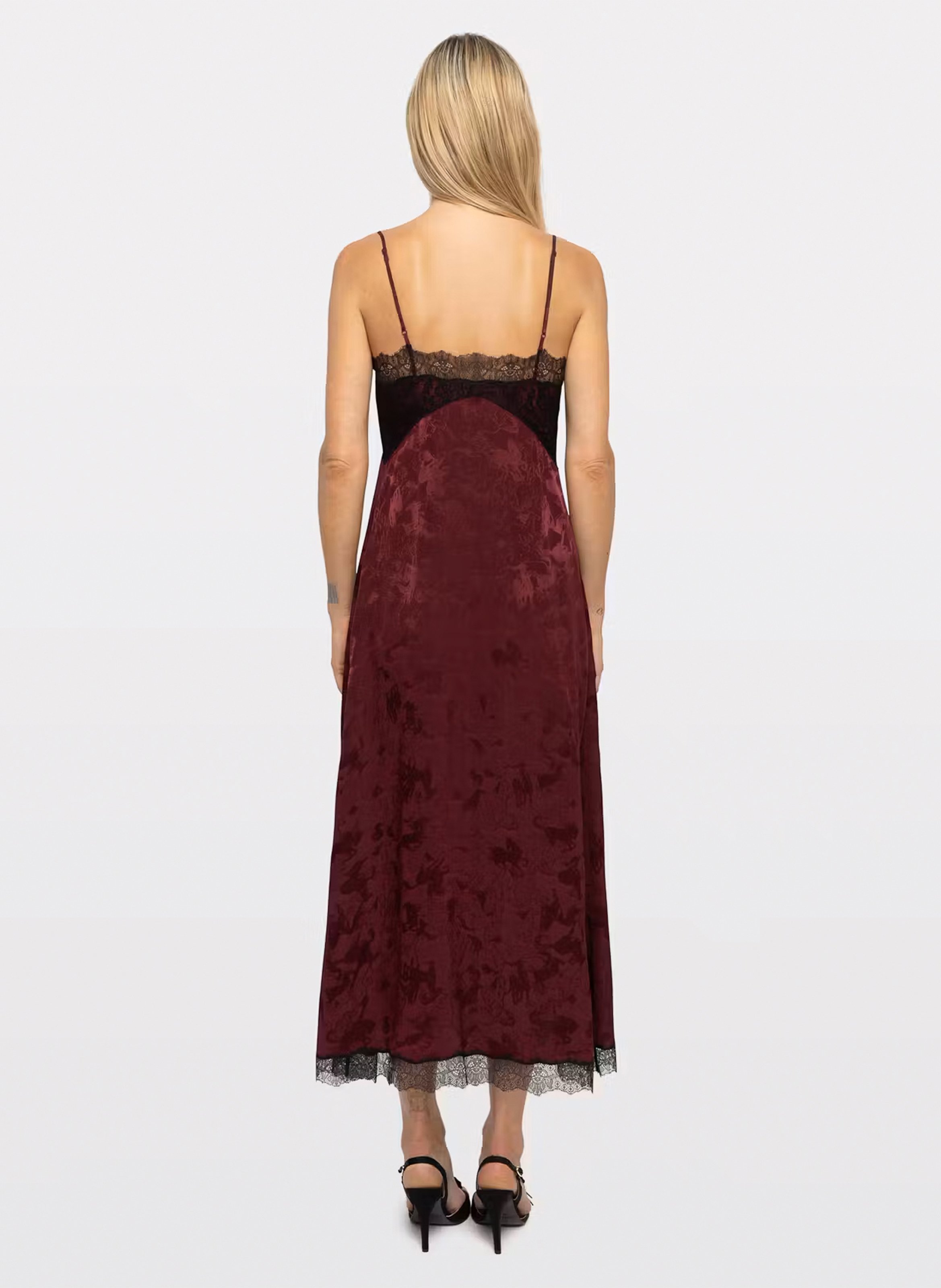 Robe longue jacquard avec dentelle en soie ridar ZADIG&VOLTAIRE Rouge
