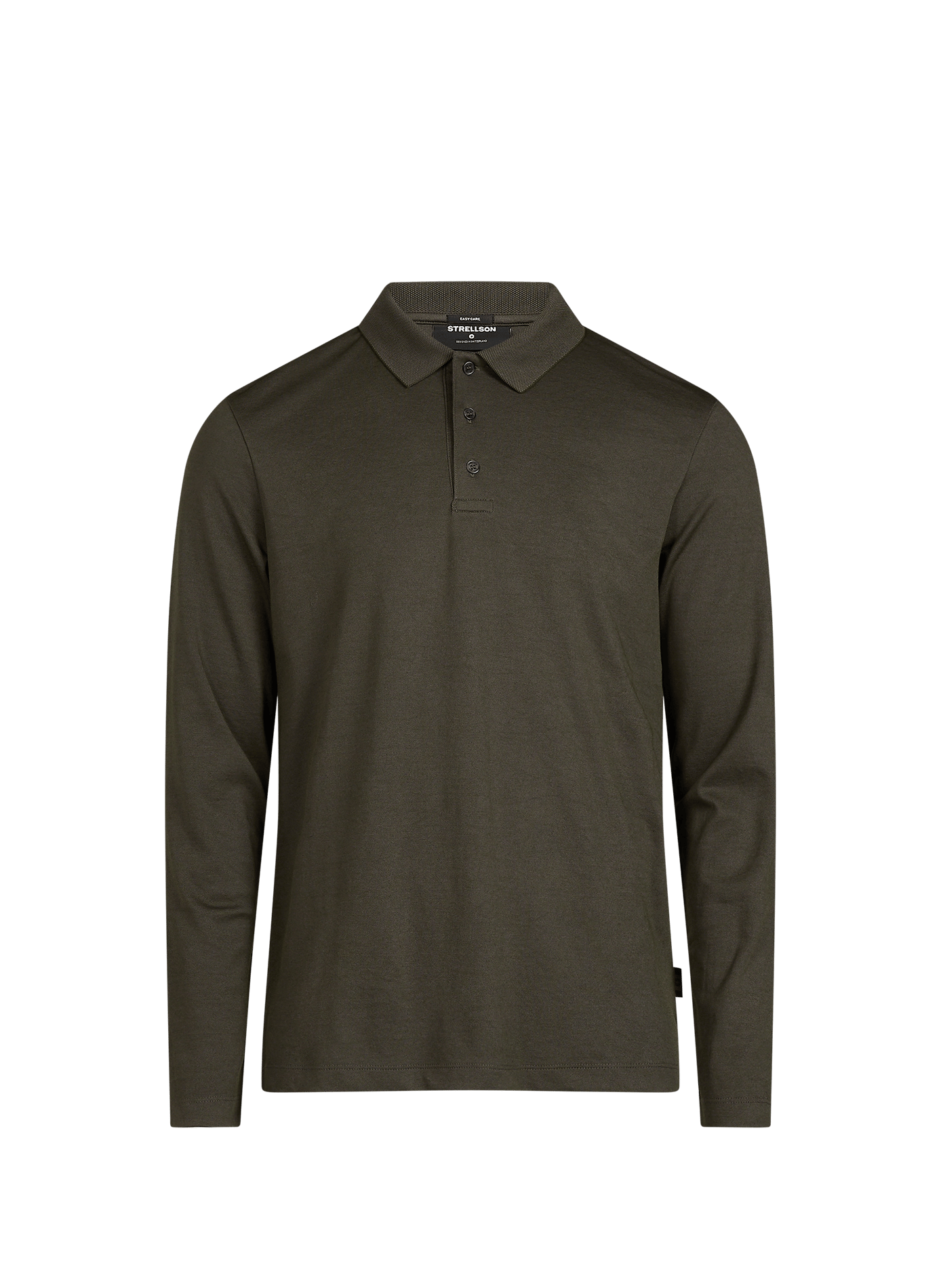 Long-sleeve cotton blend polo shirt STRELLSON Khaki