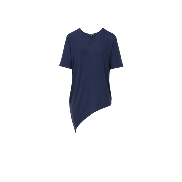 T-shirt asymétrique Genevette col V en viscose stretch