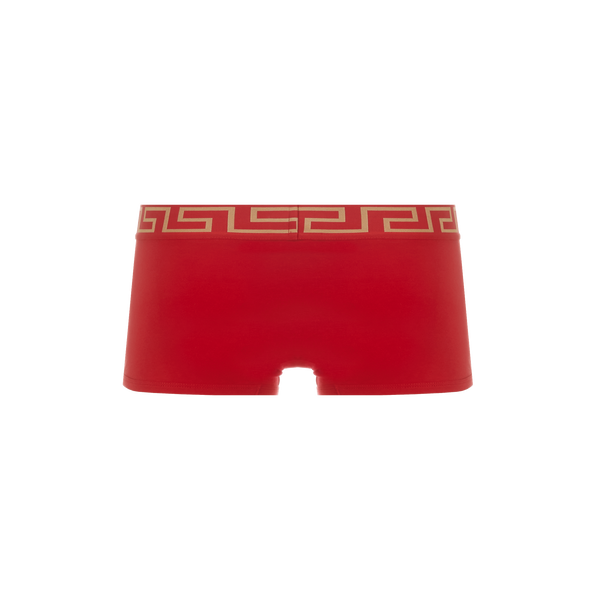 Versace Greca Cotton Boxers In Red