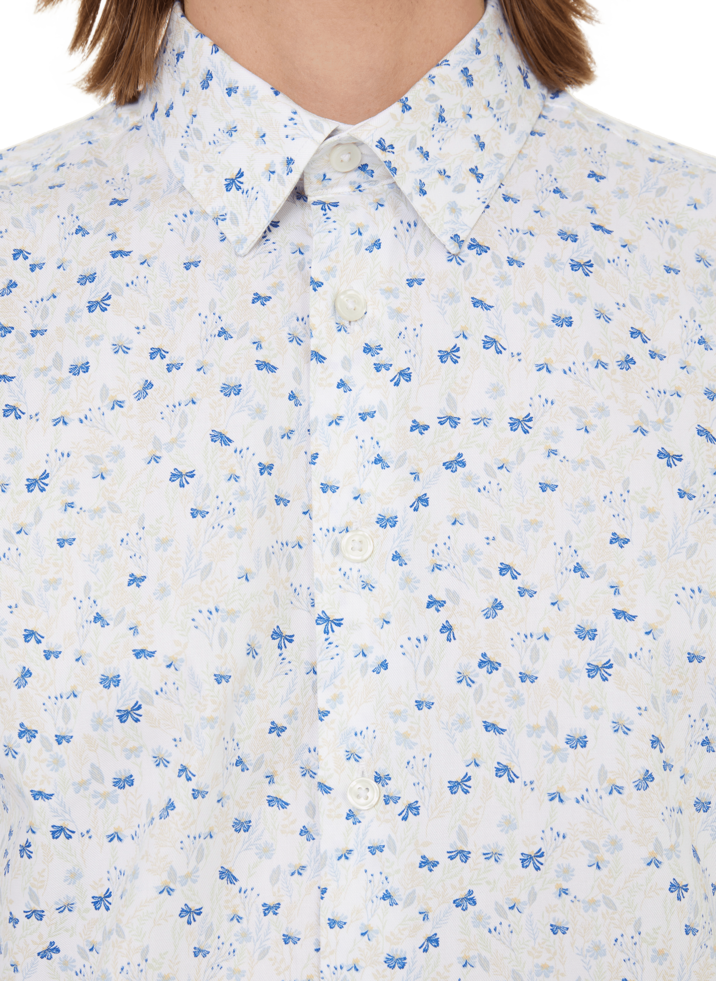 Printed cotton shirt  SELECTED White