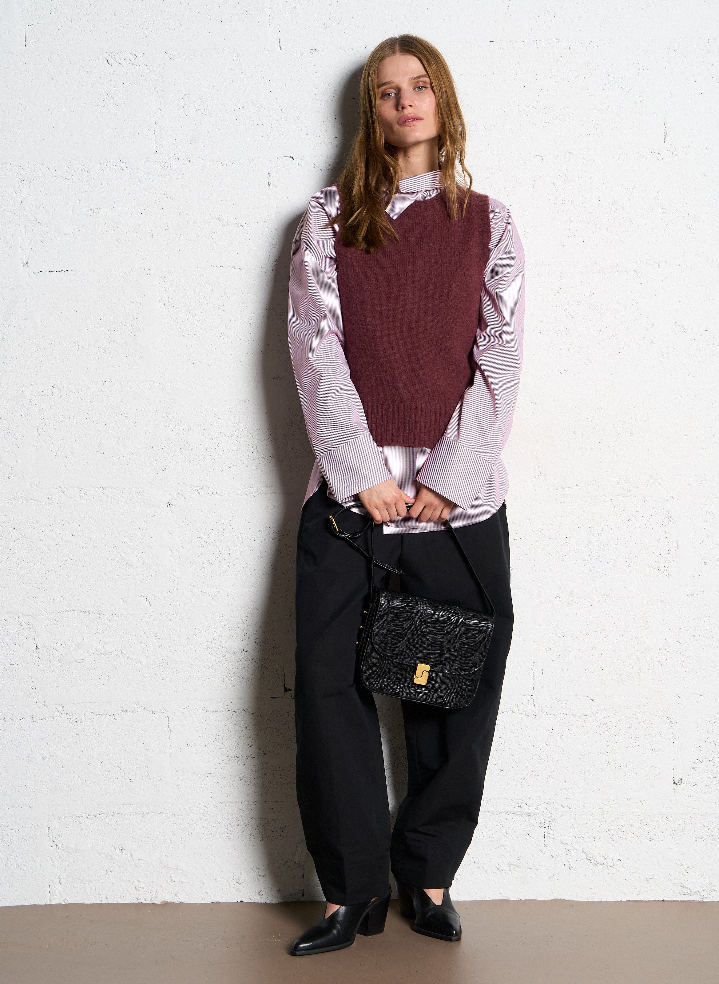 Sac bandoulière embossé lézard en cuir bellissima maxi SOEUR Noir