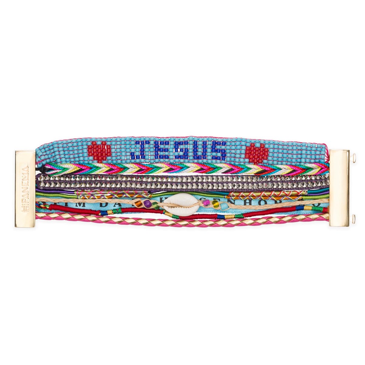 Manchette bracelet multiliens brésiliens version 04 HIPANEMA Doré