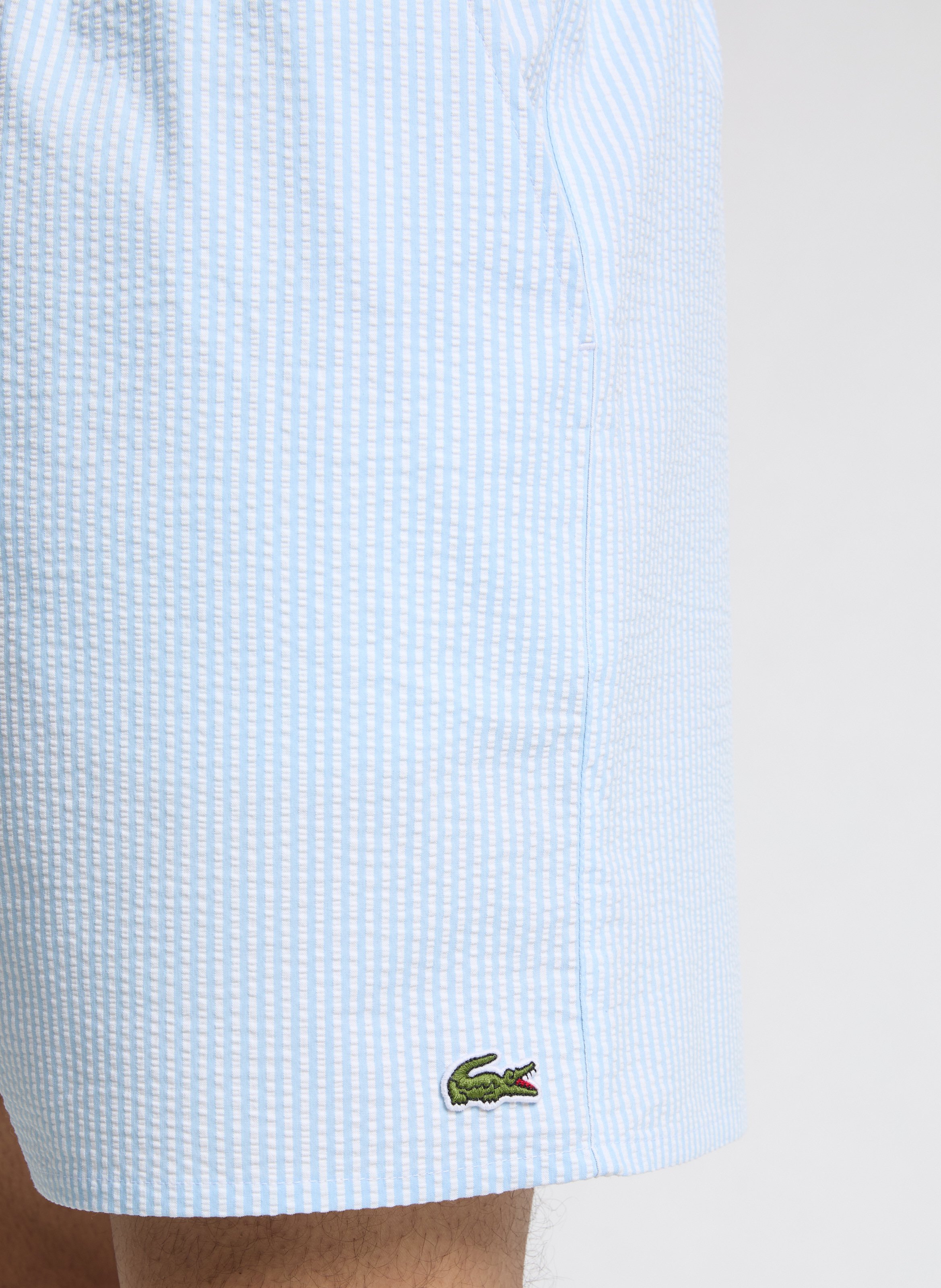 Striped cotton-blend shorts LACOSTE Blue