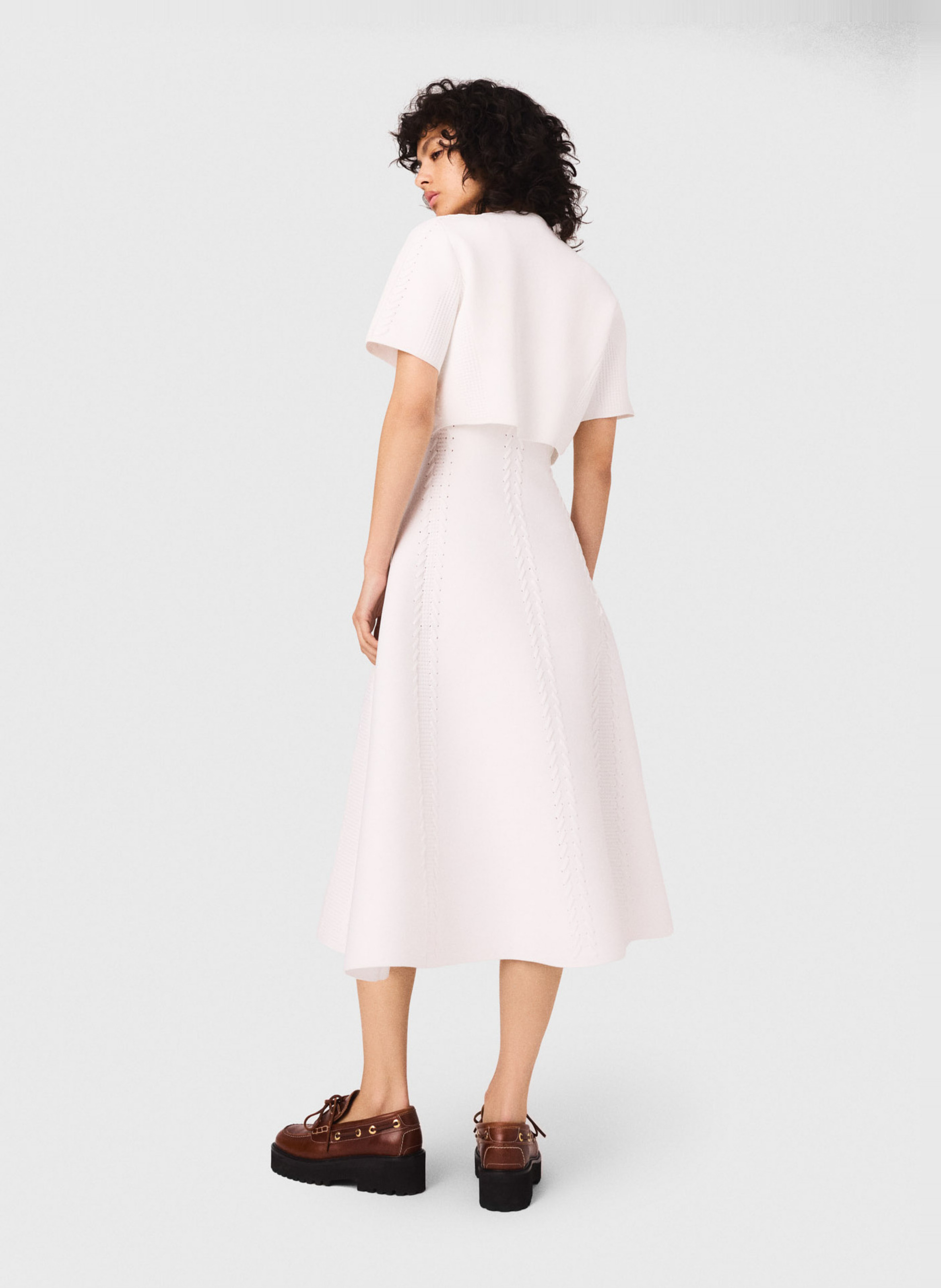 Cardigan court en maille tressée MAJE Blanc