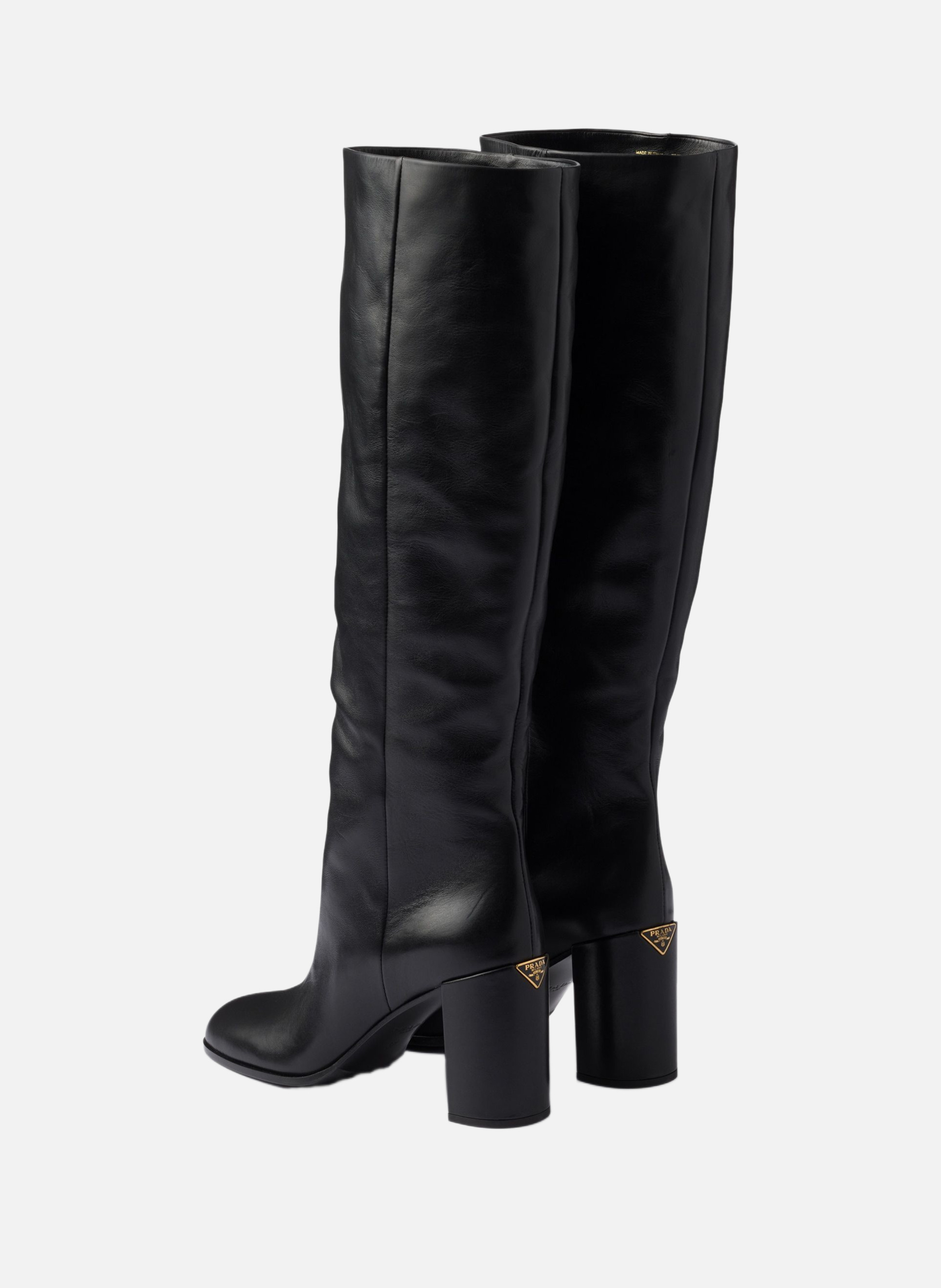 Bottes à talon en cuir PRADA Noir