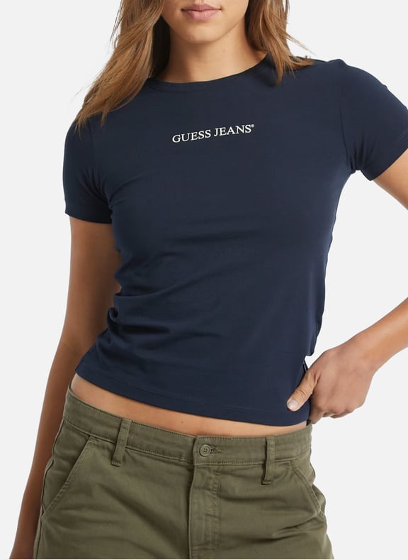 Washed cotton blend T-shirt Blue by GUESS GUESS Washed cotton blend T-shirt Blue