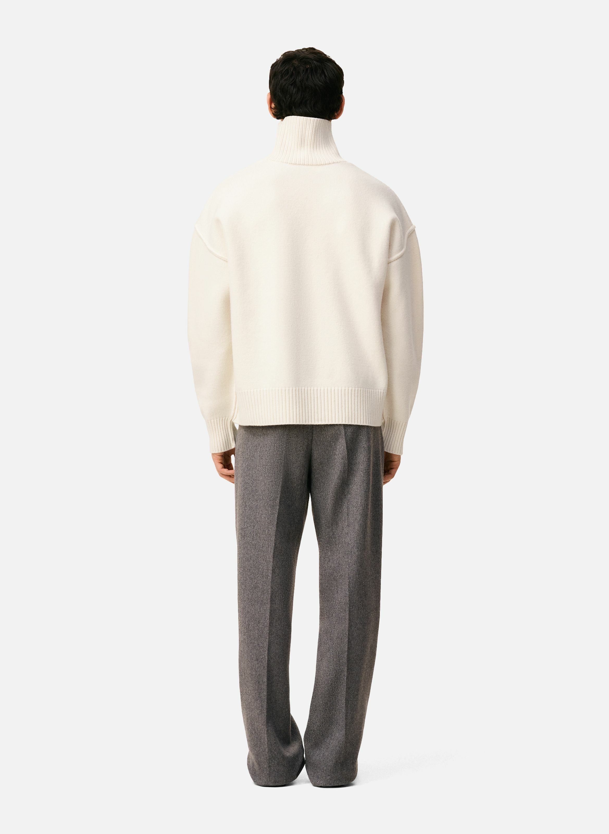 Pull col cheminée ami de coeur en laine unisexe AMI PARIS Blanc