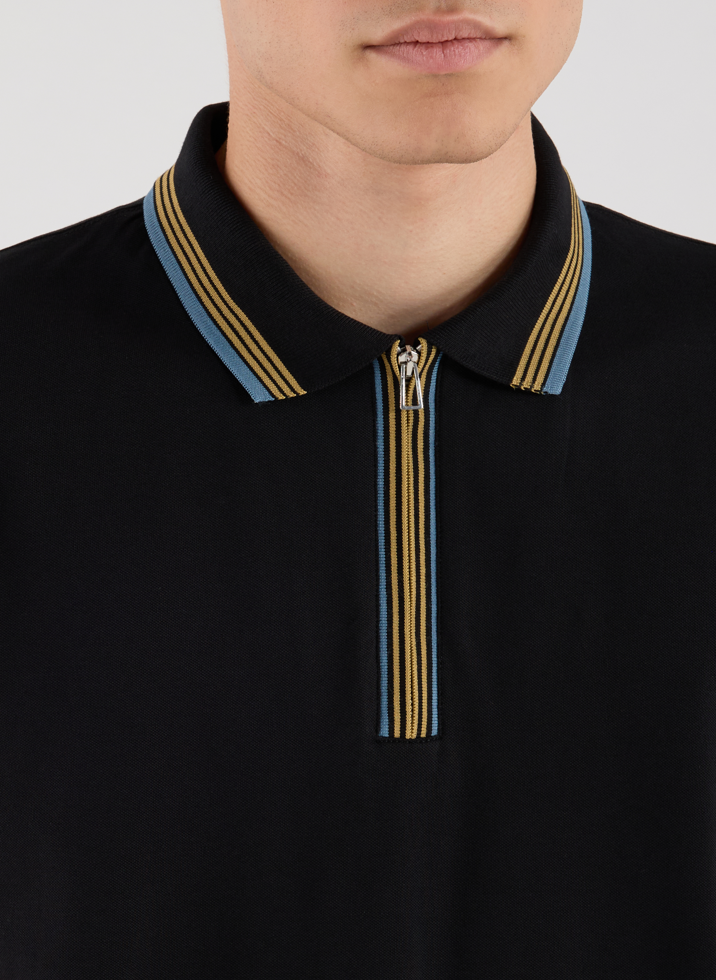 Polo en coton mélangé Noir