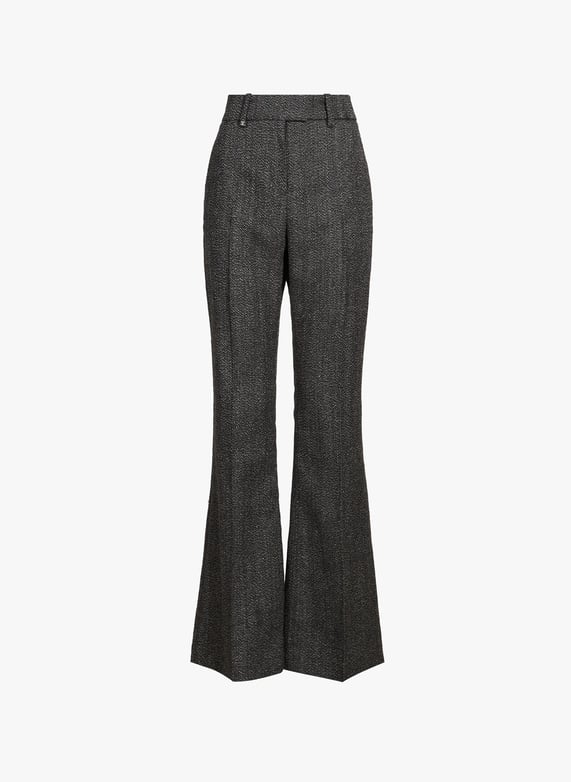 Boot-cut wool woven trousers | Black by COURRÈGES Boot-cut wool woven trousers Black