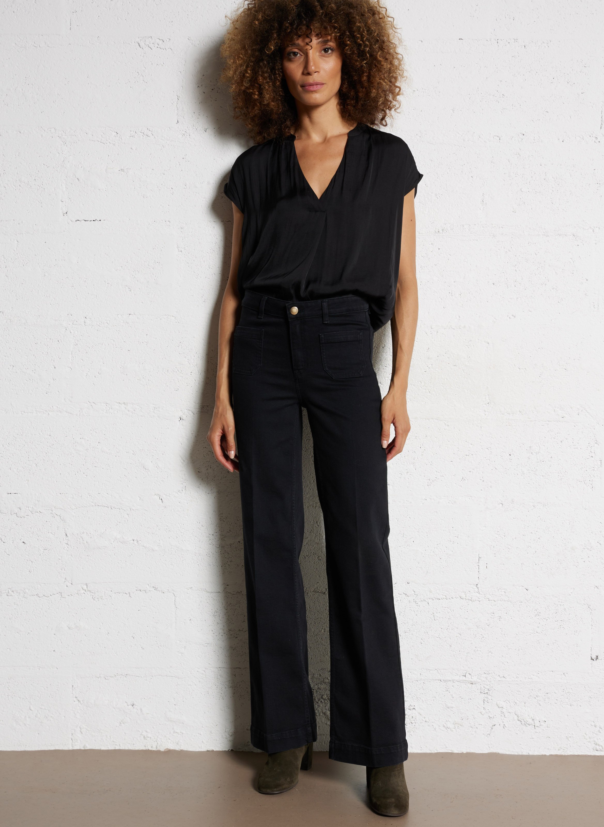 Jean droit en coton mélangé luna MAISON 123 Noir