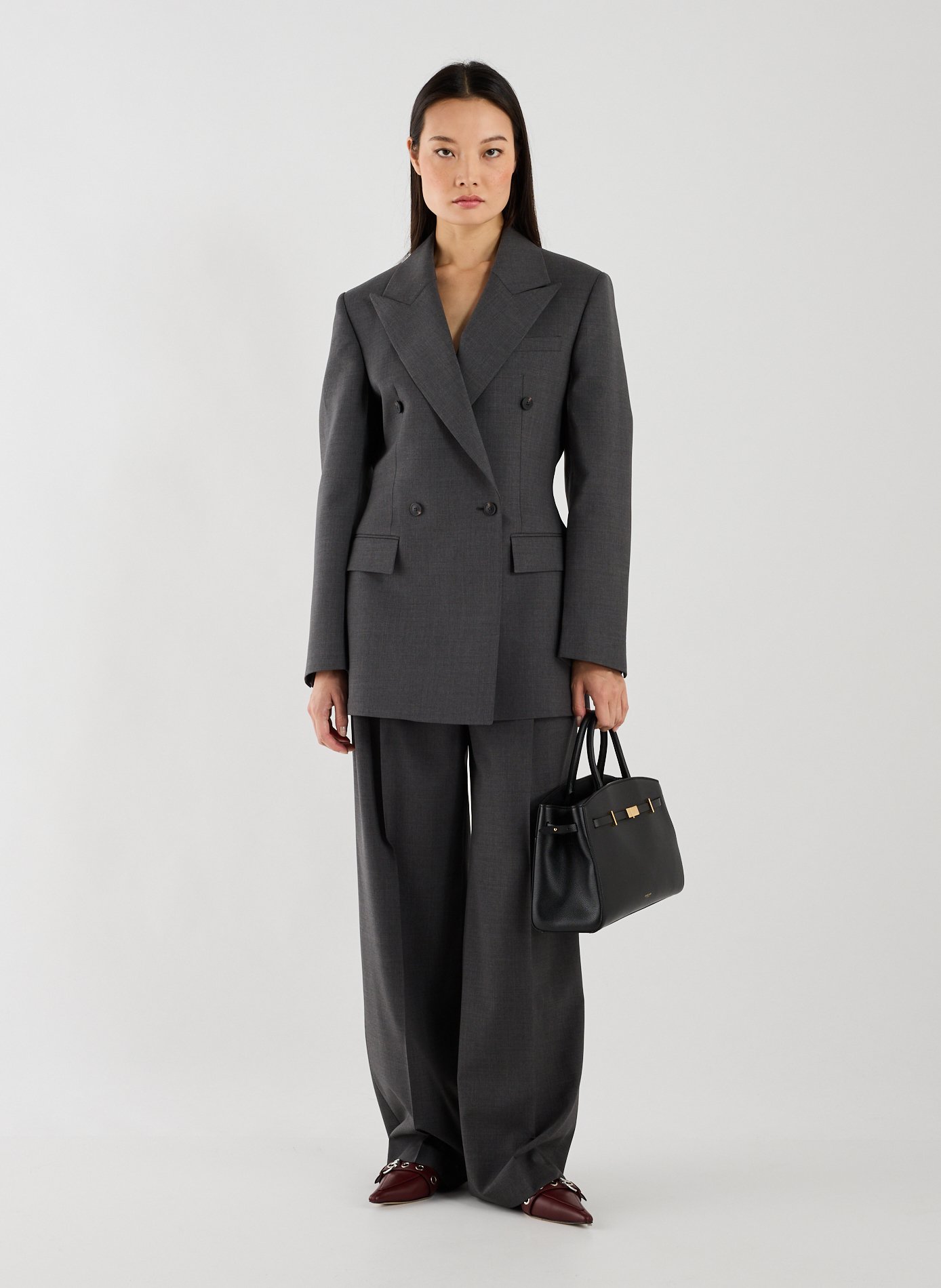 Veste cintrée col tailleur en laine vierge mélangée ROHE FRAMES Gris