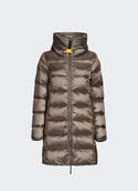 Mid-length hooded puffer jacket Marion  Olive grey