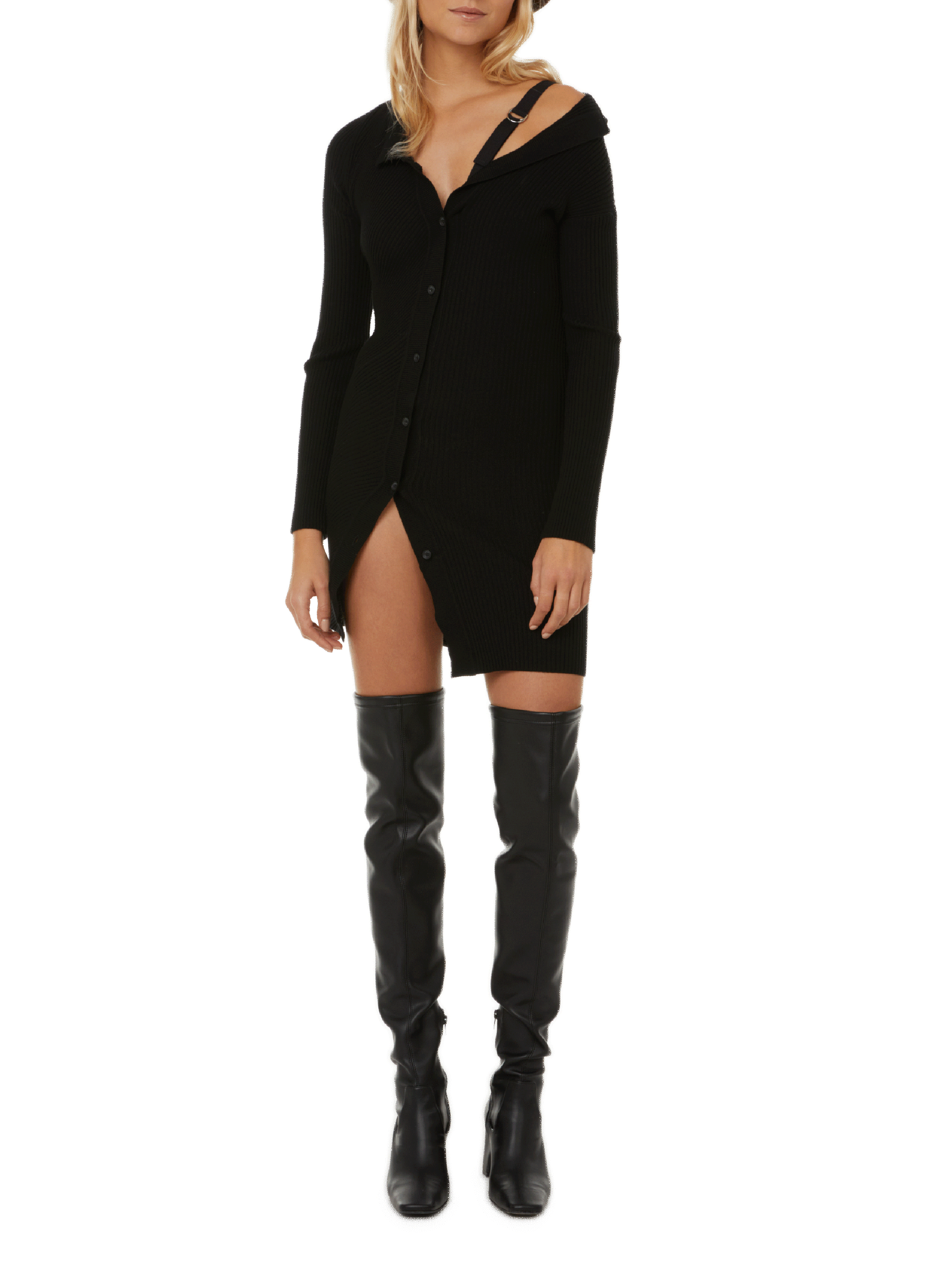 JACQUEMUS La Robe Maille Colin Noir