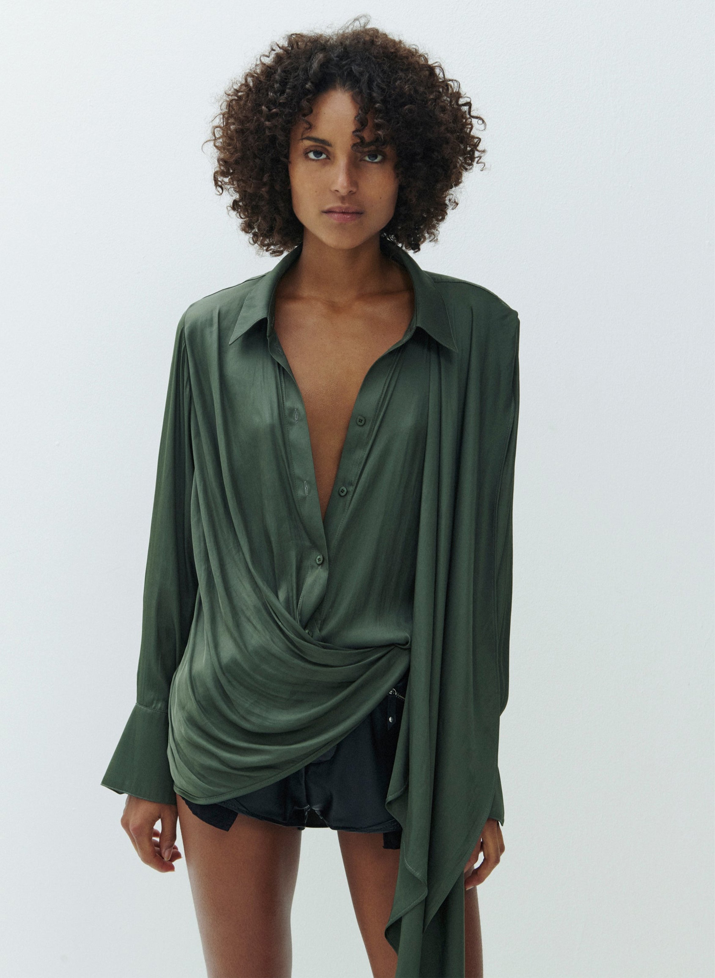 Chemise drapée et portée VAILLANT Vert