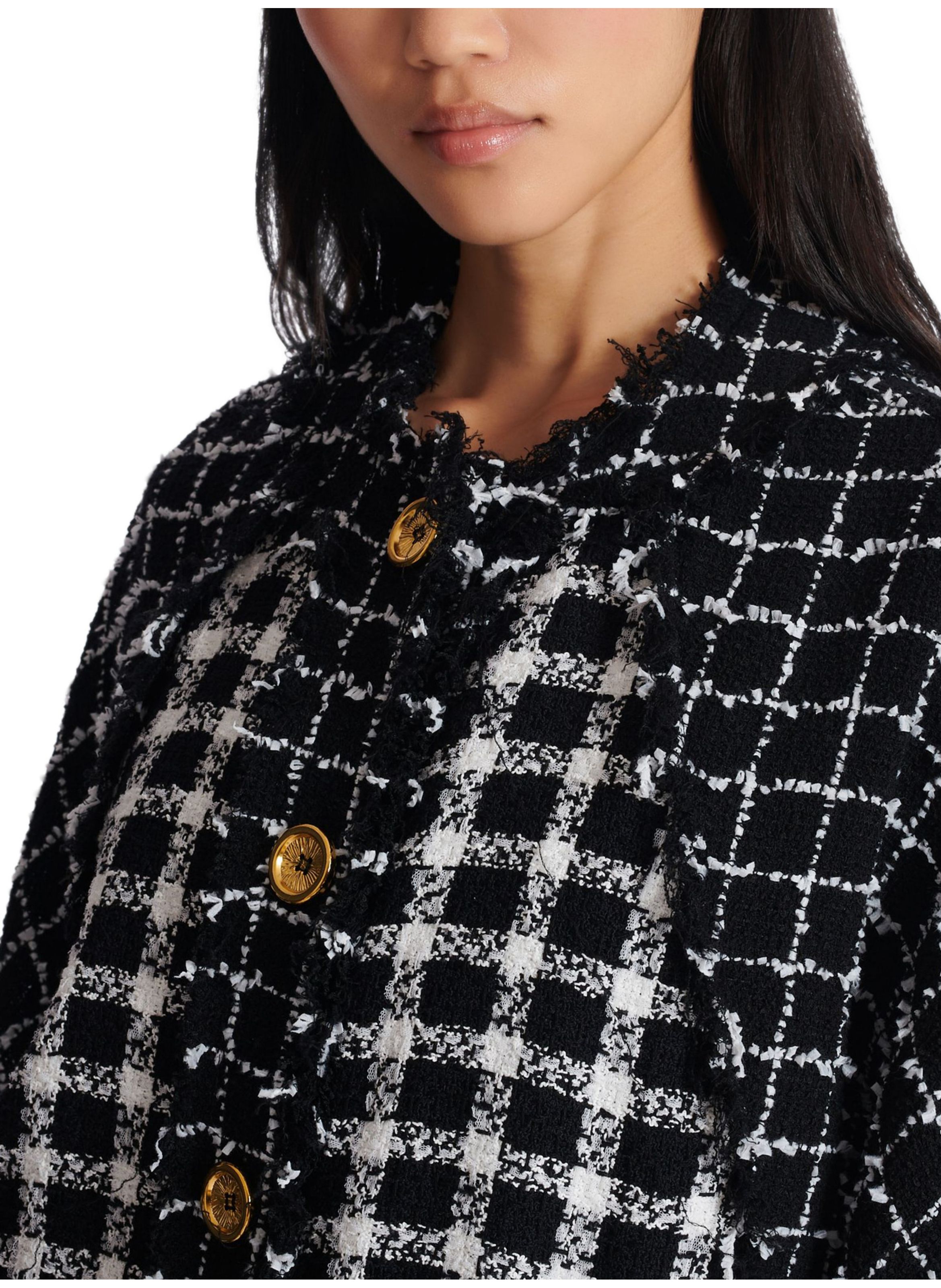 Bomber oversize en tweed mélangé BALMAIN Noir