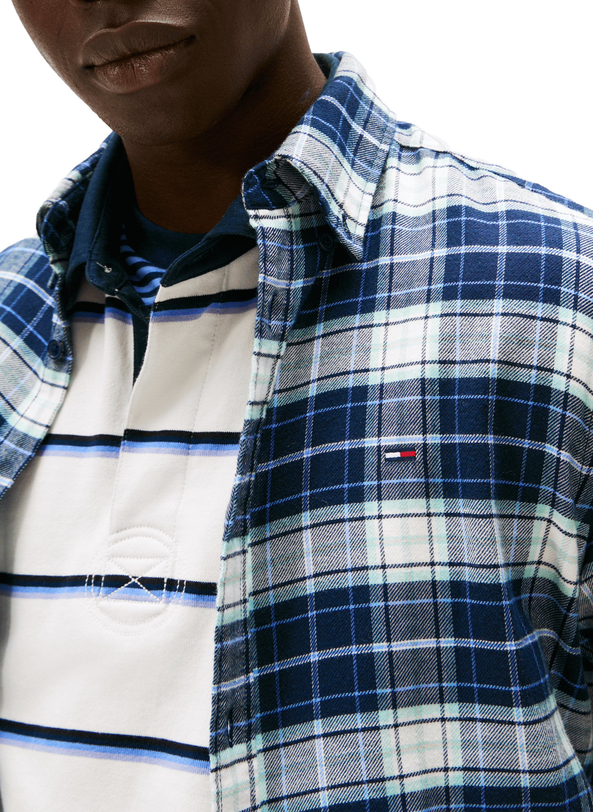 Chemises à carreaux en coton TOMMY HILFIGER Bleu