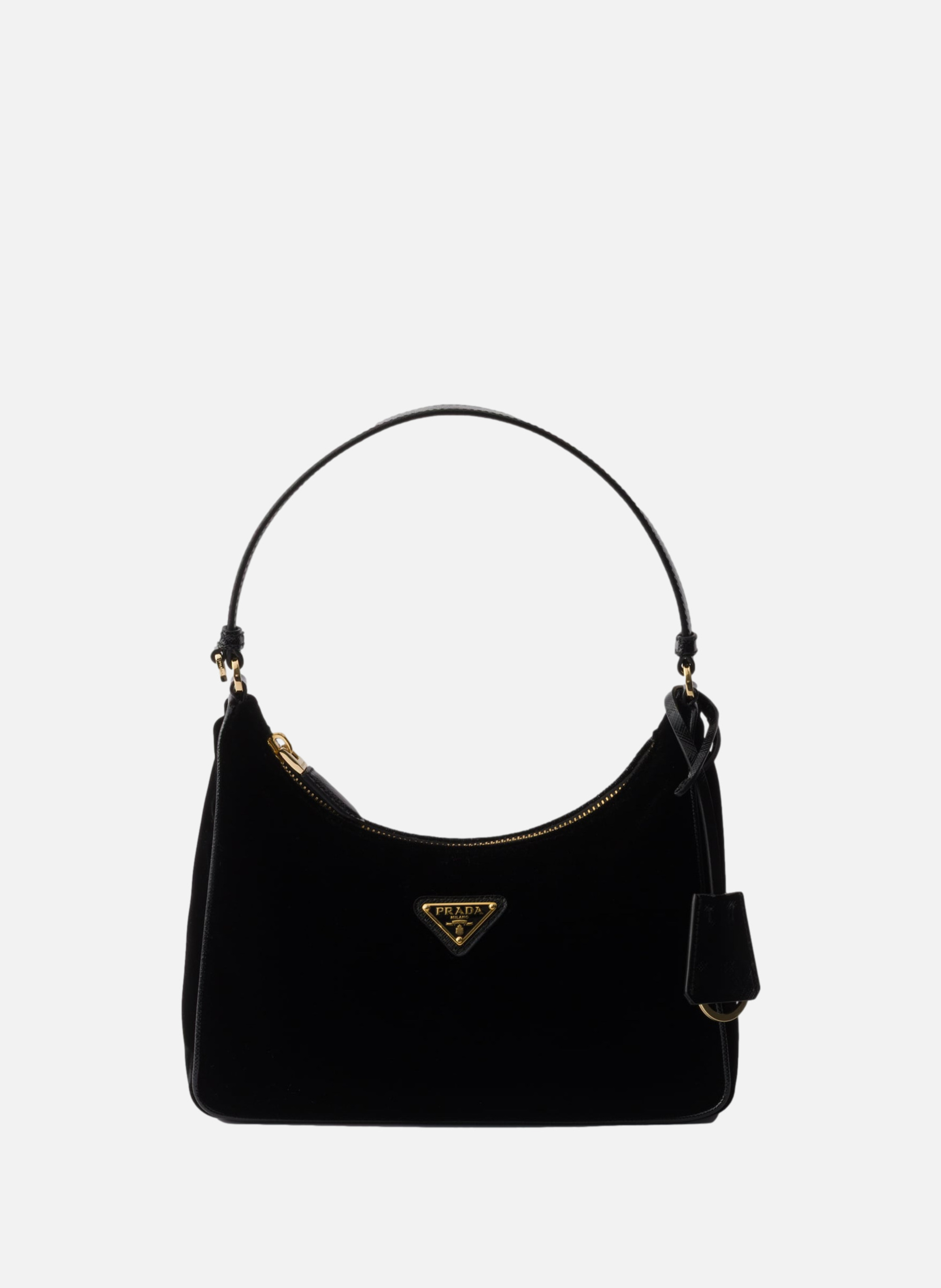 Mini sac prada re-edition 2005 en velours et cuir PRADA Noir