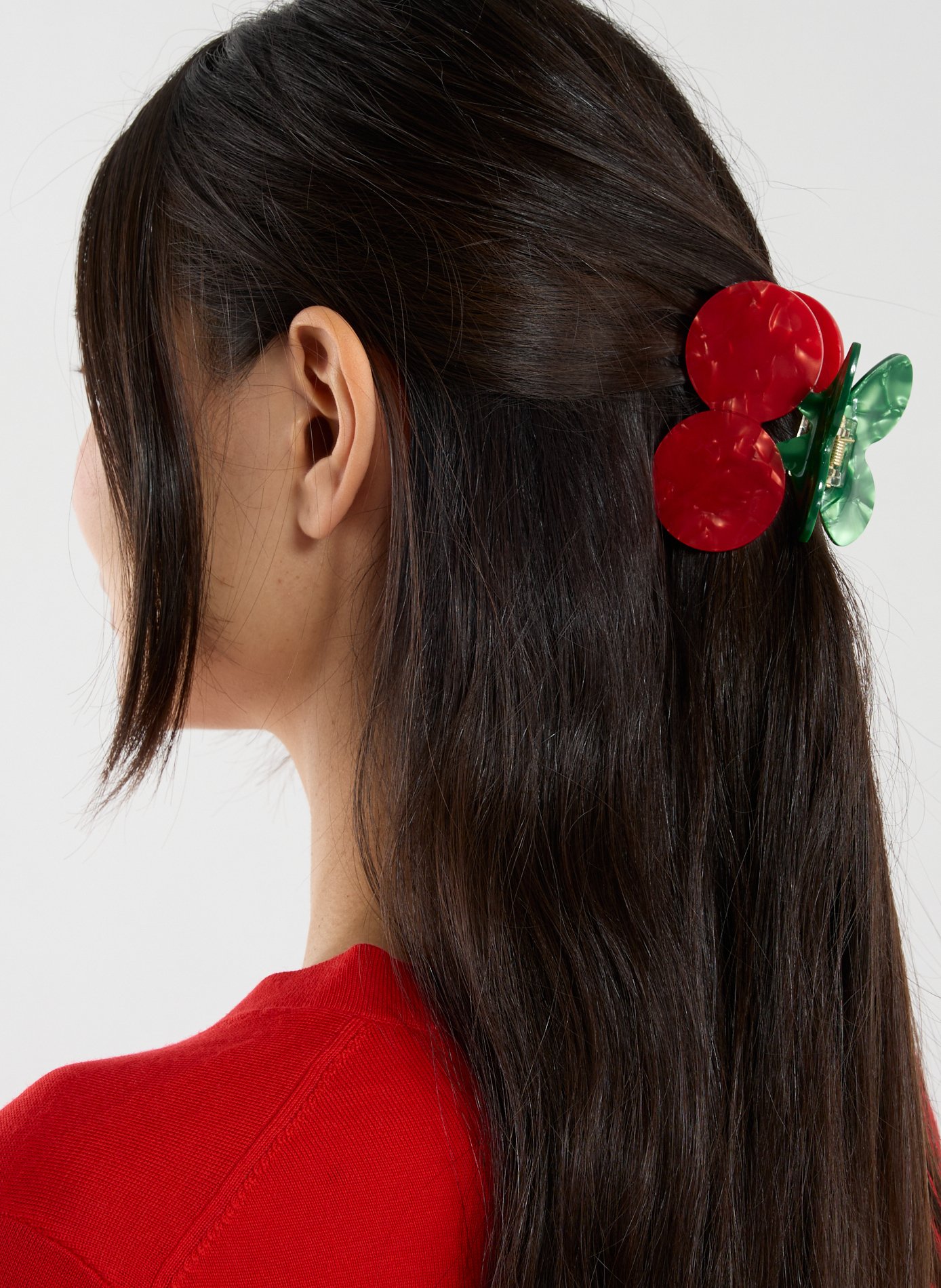 AU PRINTEMPS PARIS Pince à cheveux forme cerises Rouge