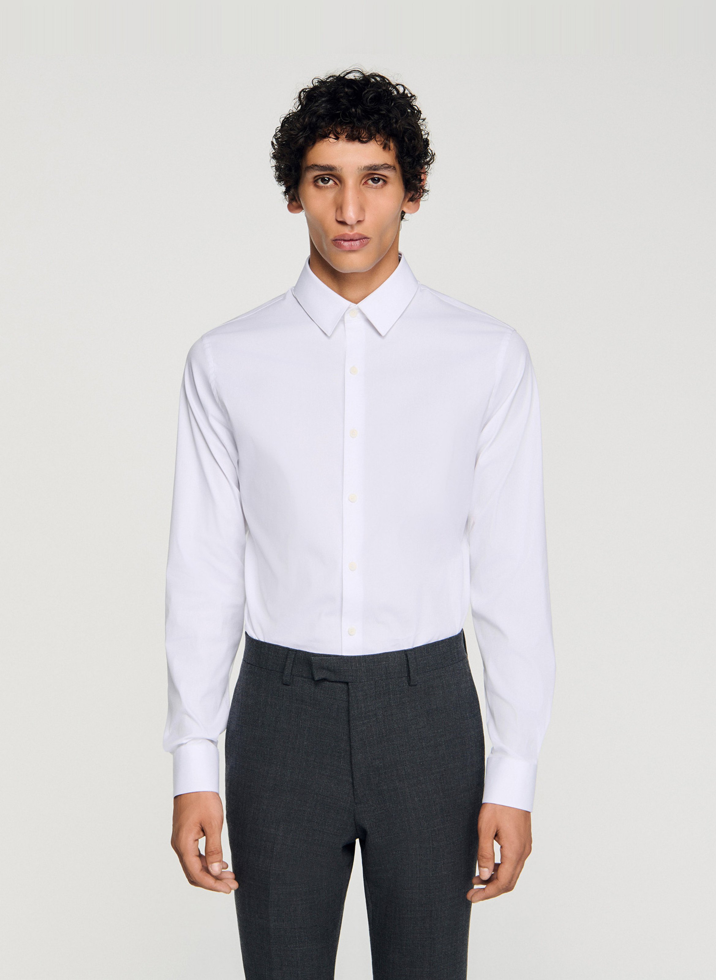 Chemise slim-fit en coton stretch SANDRO Blanc