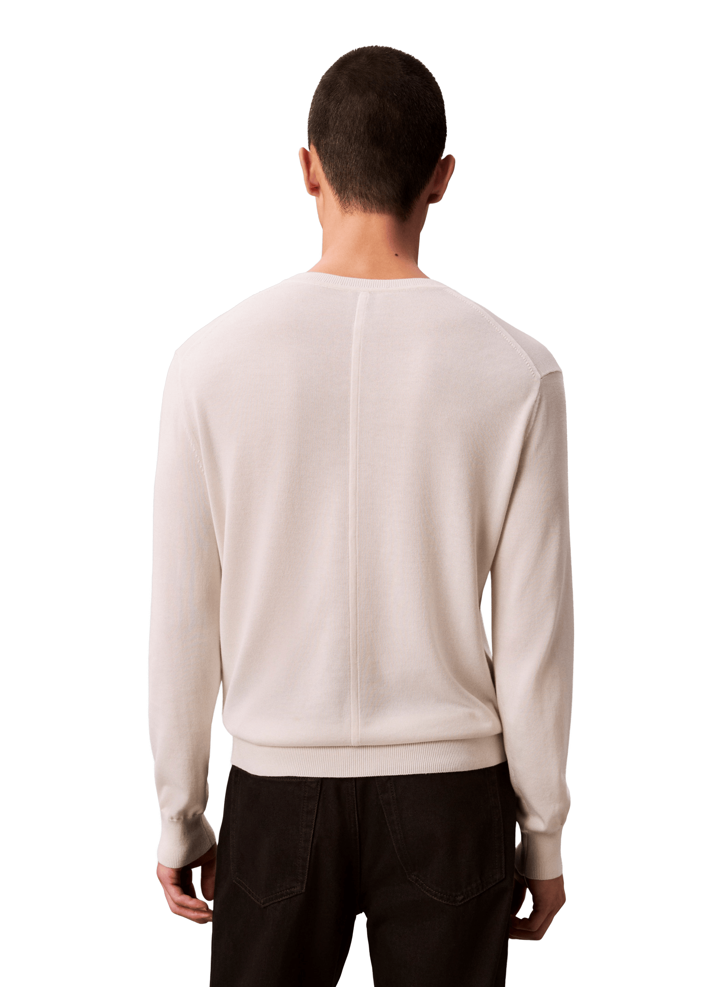 Pull col rond en coton CALVIN KLEIN Blanc