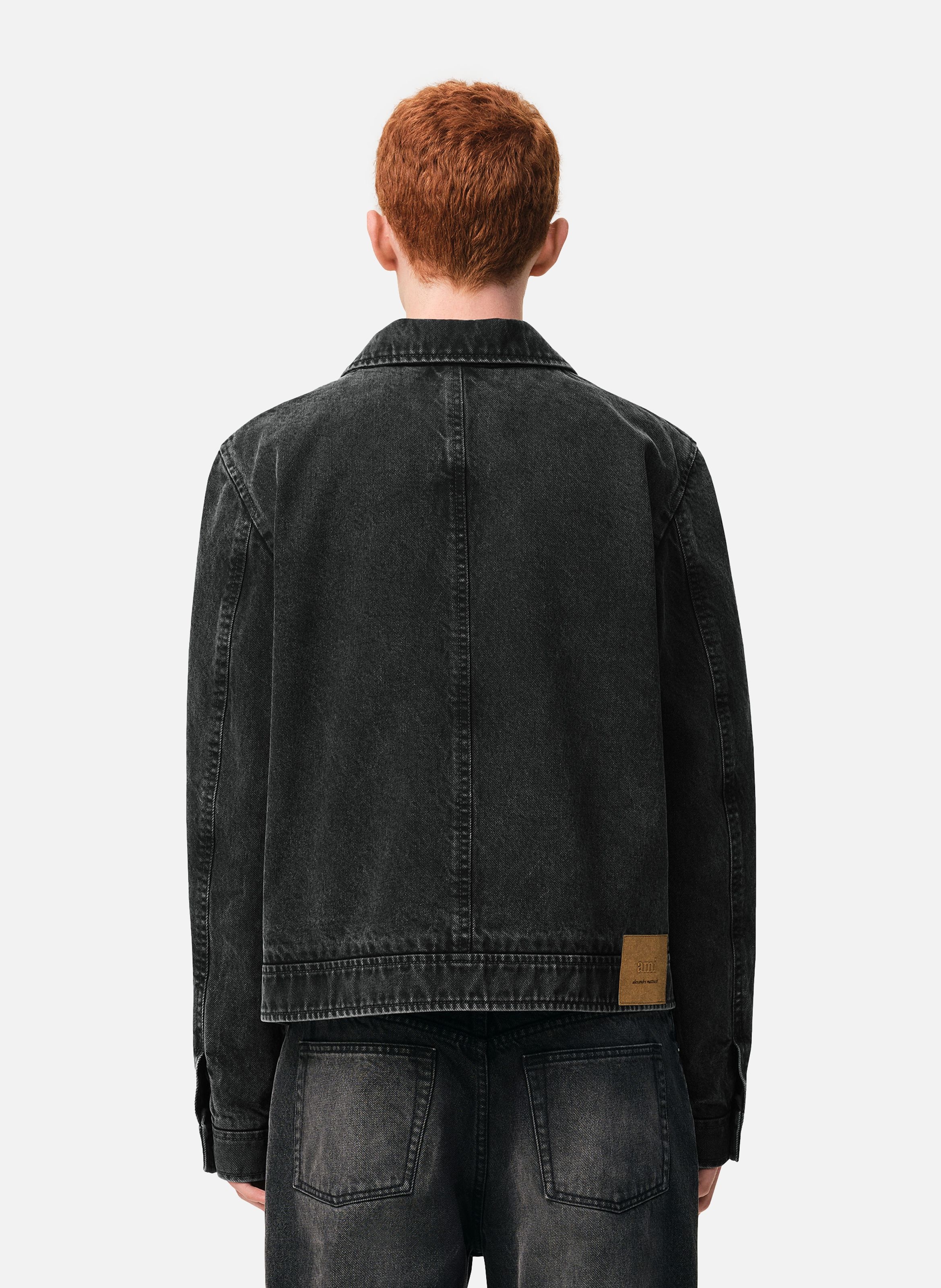Blouson zippé ami de coeur ton sur ton en coton AMI PARIS Gris