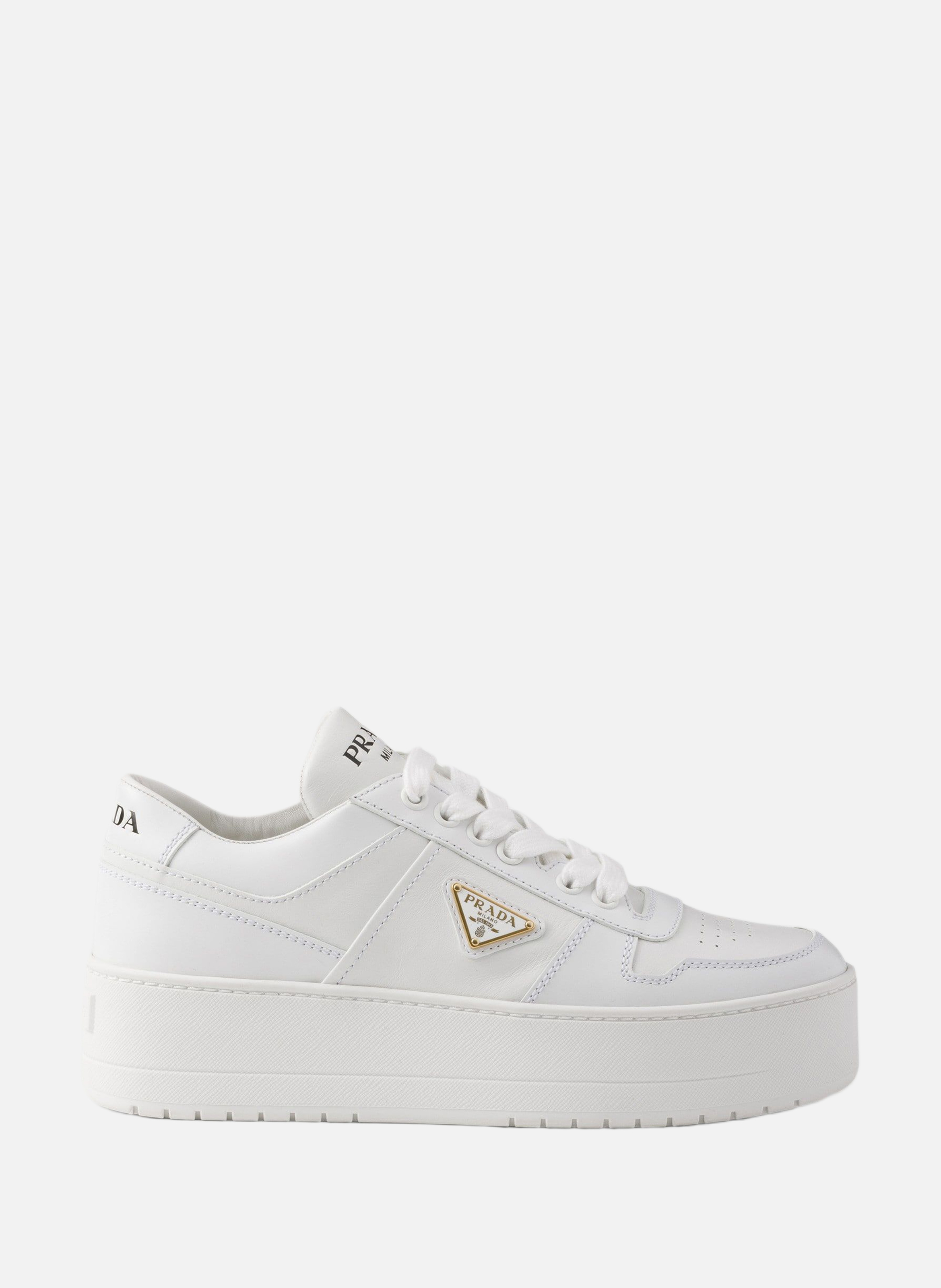 Sneakers downtown bold en cuir PRADA Blanc