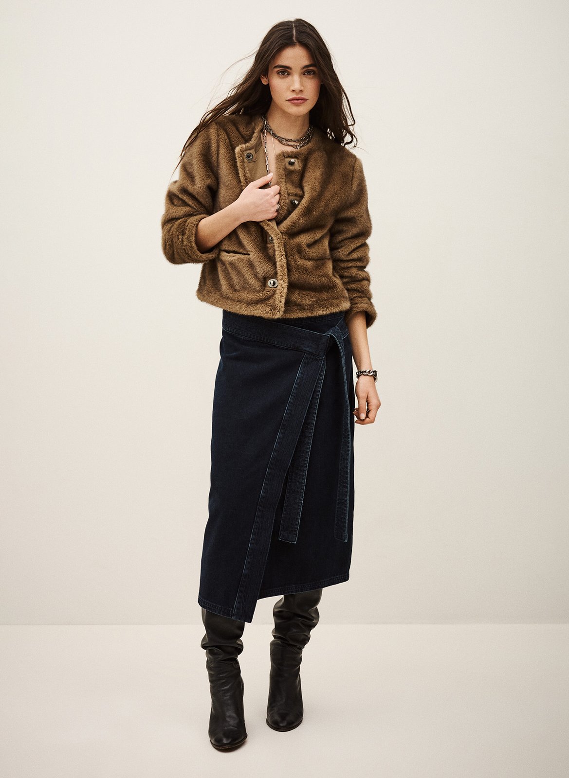 Jupe longue en coton timy BA&SH Bleu