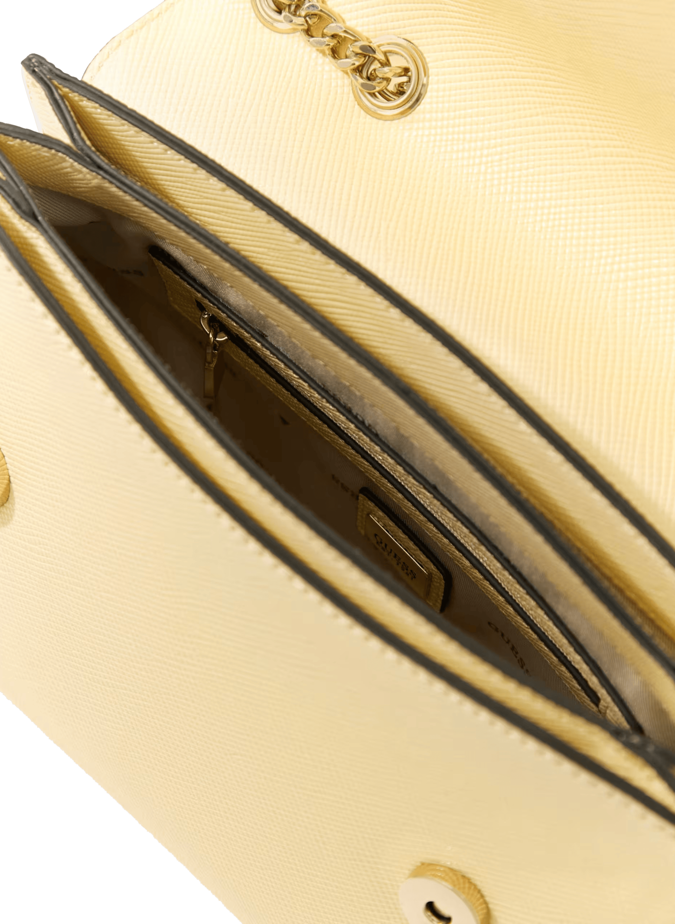 Sac à bandoulière chaîne effet cuir GUESS Jaune