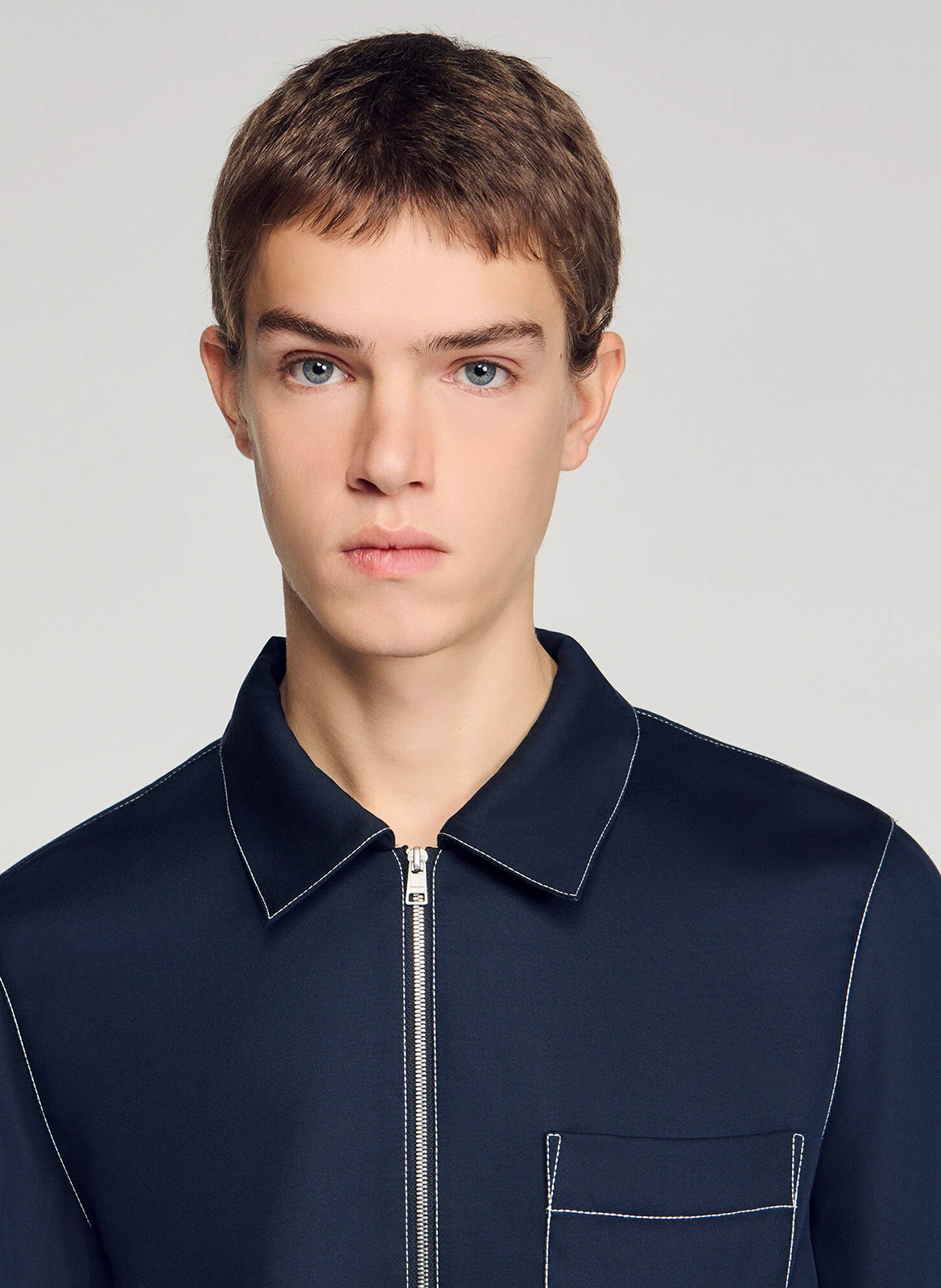 Surchemise zippée à surpiqûres SANDRO Bleu