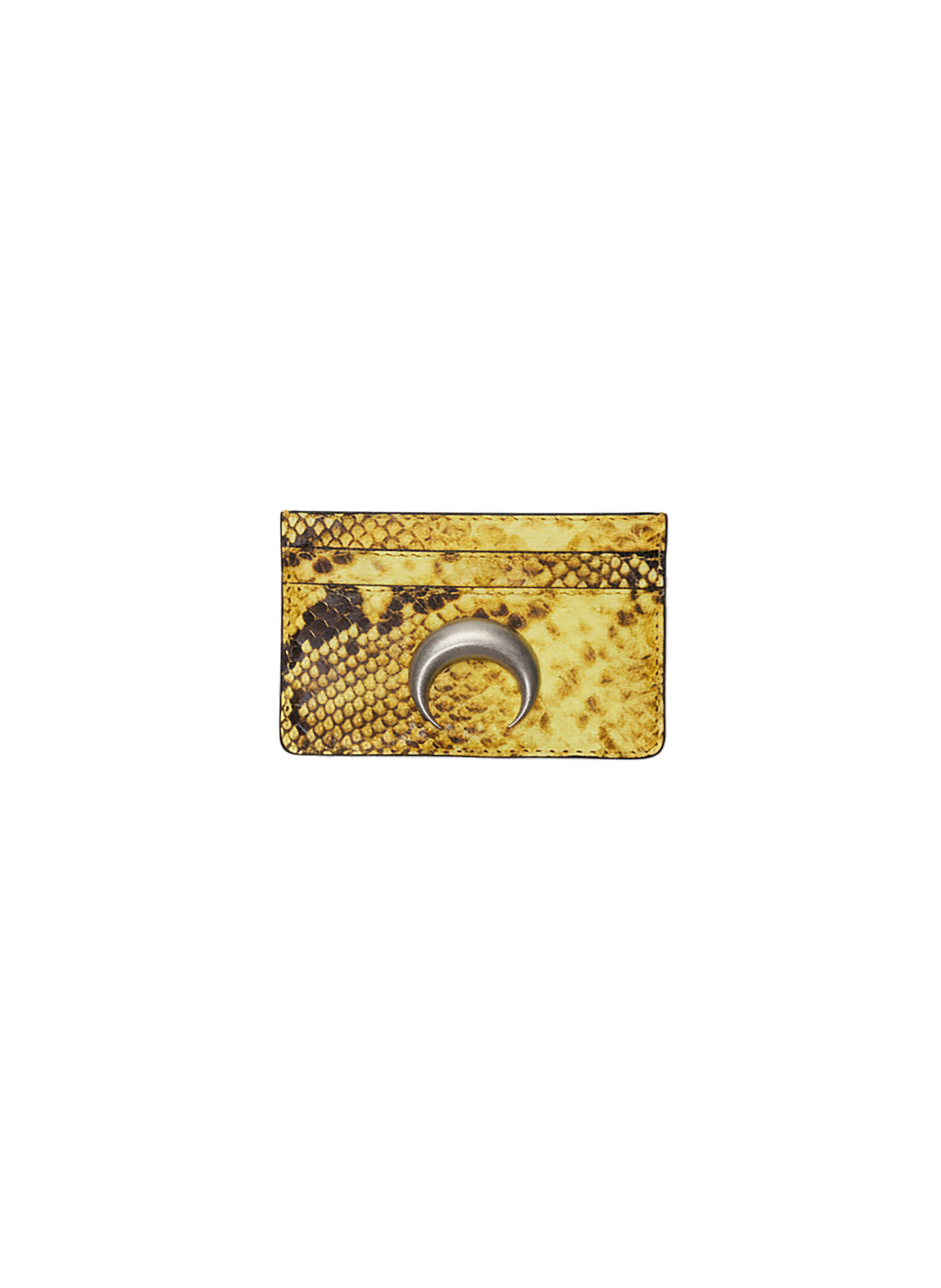 Python leather effect silver moon logo card holder MARINE SERRE Yellow