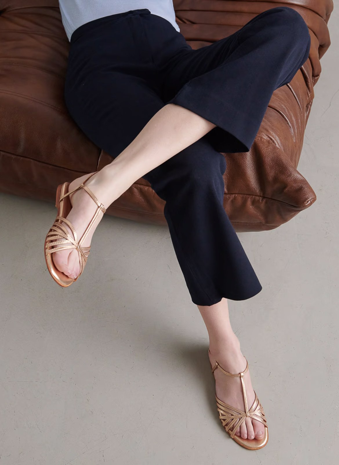 Sandales plates en cuir wallonie JONAK Doré