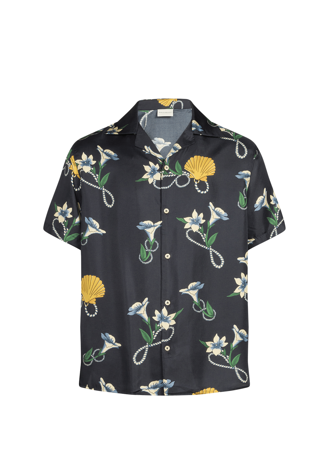 Chemise manches courtes Shell en soie DROLE DE MONSIEUR Bleu