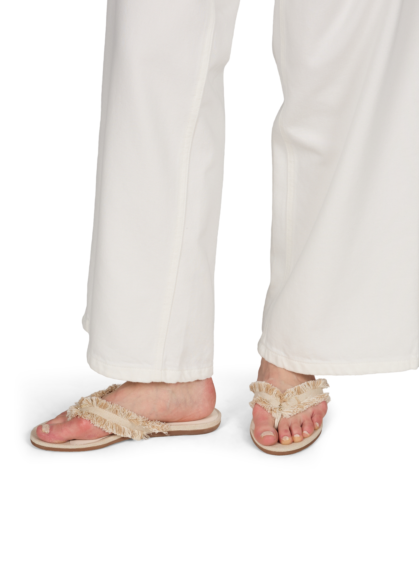 Bay Flat soft frayed canvas flat sandals JIMMY CHOO Beige