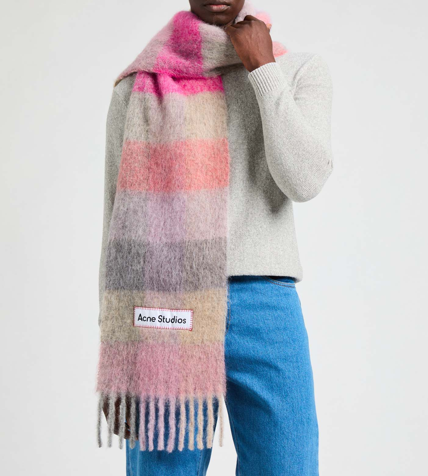 Alpaca and mohair-blend scarf ACNE STUDIOS Pink