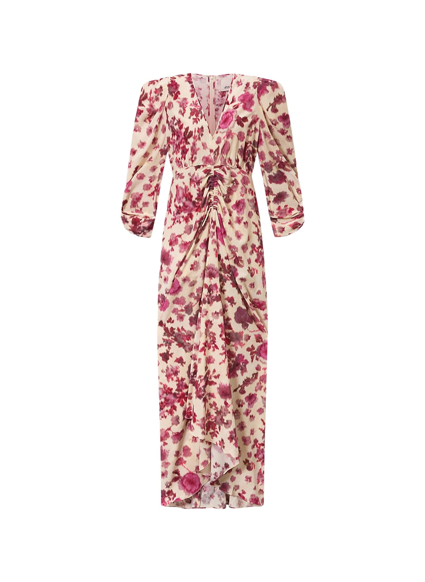 Printed stretch silk Albini long dress ISABEL MARANT Pink