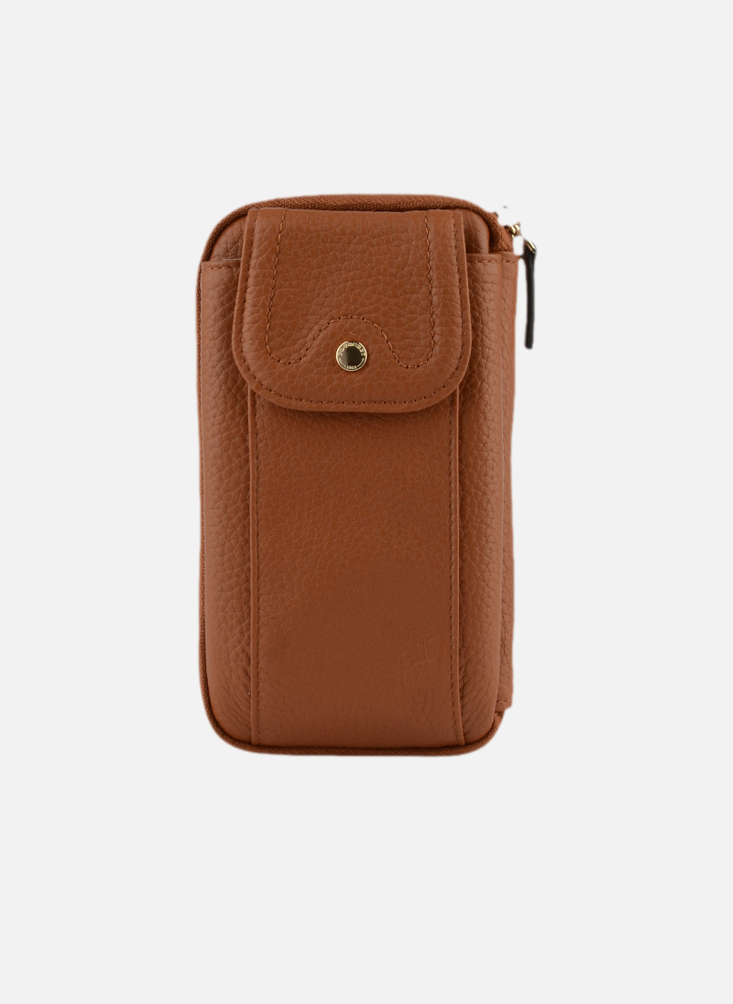 Club | etui téléphone portable en cuir de veau grainé POURCHET Marron